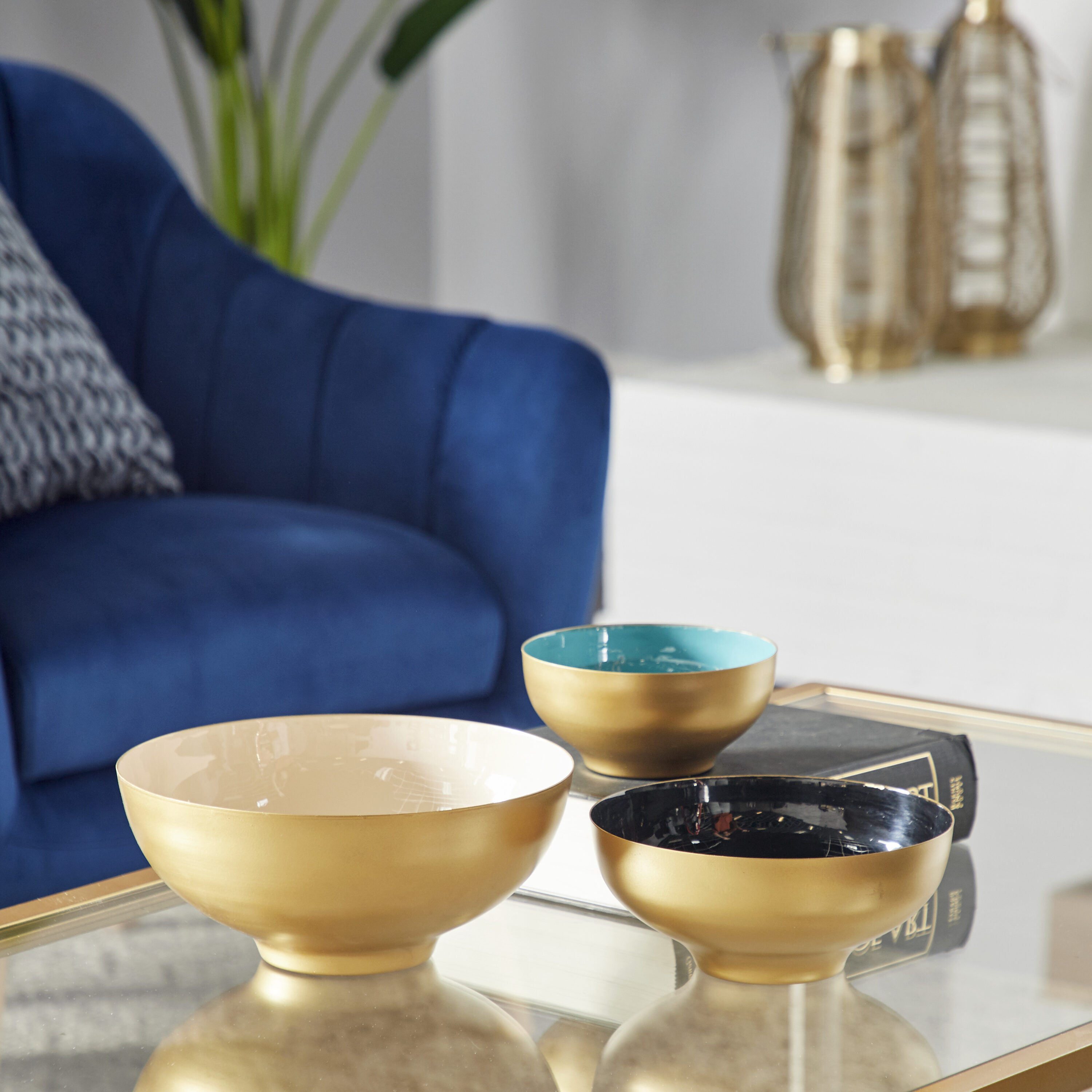 Grayson Lane 97410 3-Pack Multiple Colors/Finishes Metal Modern Decorative Bowl