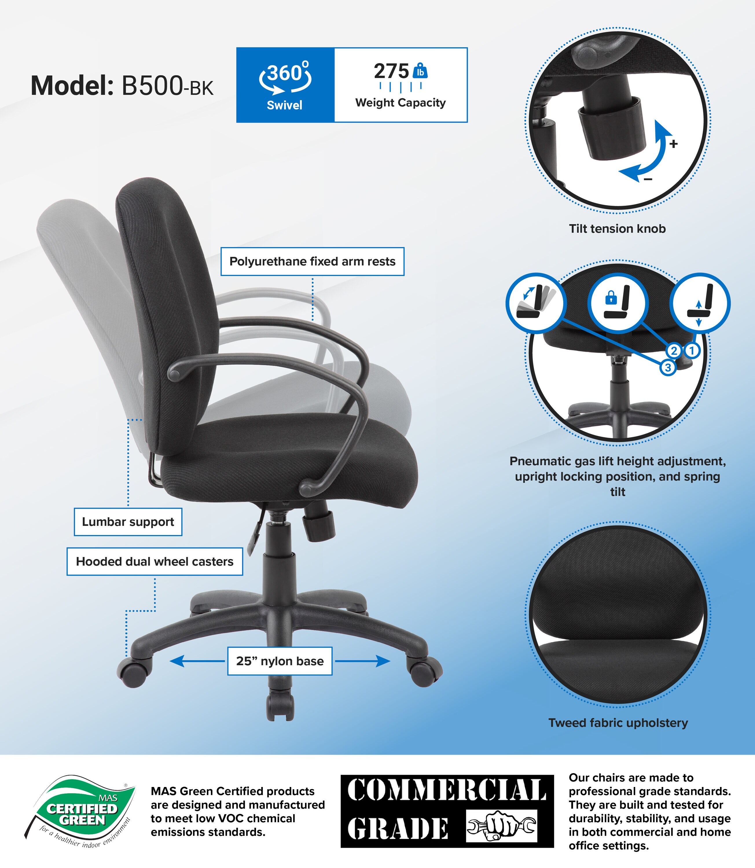 Boss Office Products B500-BK Office-Chairs - View #6