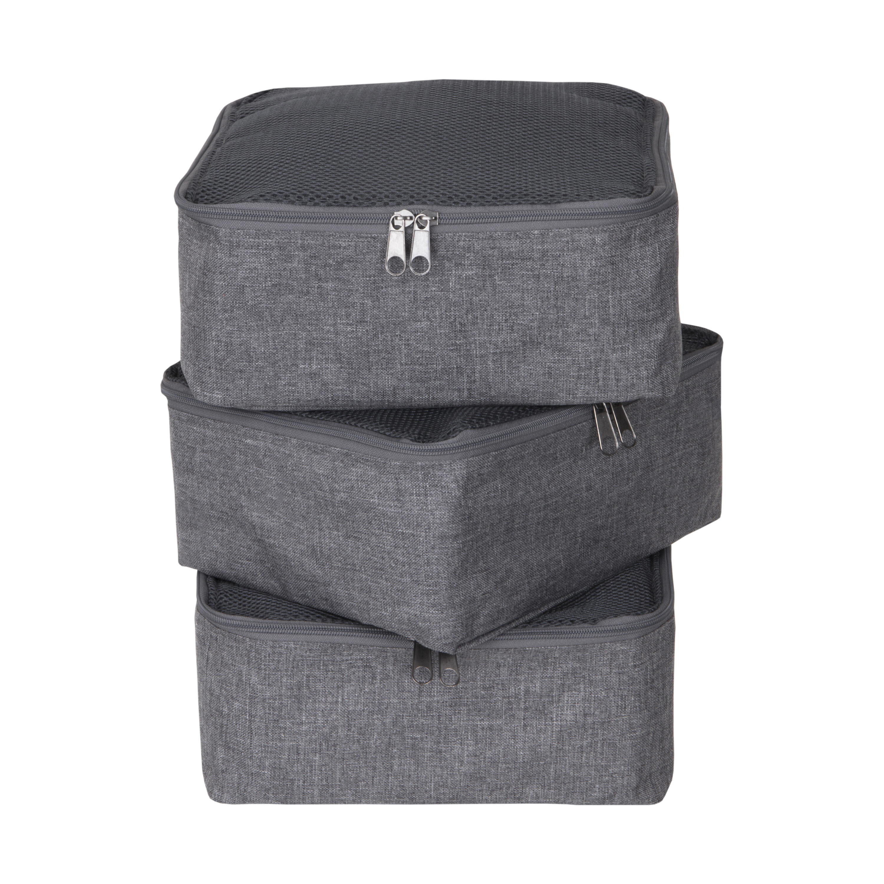 BIGSO BOX OF SWEDEN 992PS0119X3 3-Pack Travel 12.2-in W x 4.7-in H x 15.7-in D Grey Polyester Collapsible Stackable Zipper Cabinet