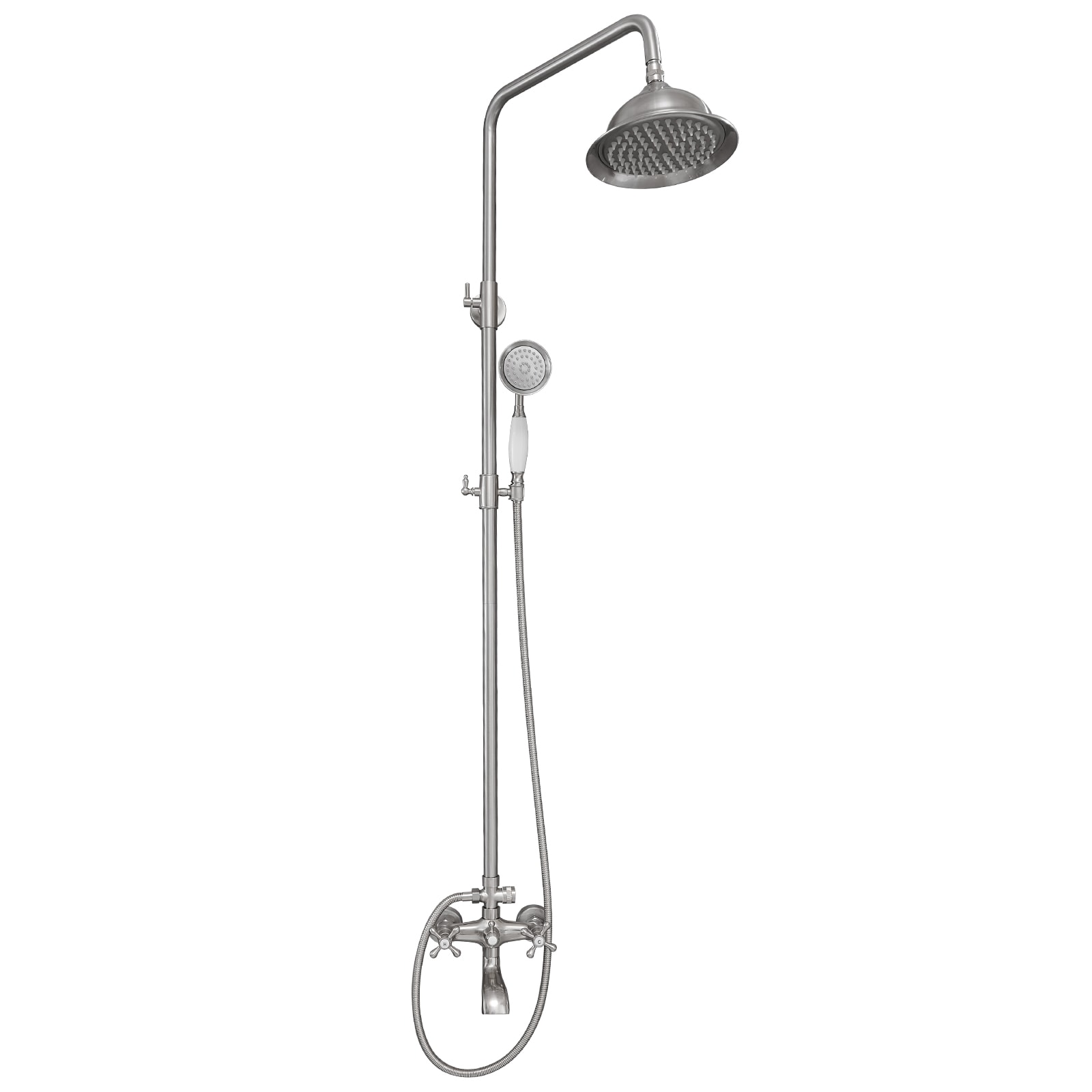 BWE A-98023-S-N Brushed Nickel 8-in Waterfall Shower Faucet Bar System with 3-way Diverter ( Cartridge Valve Included )
