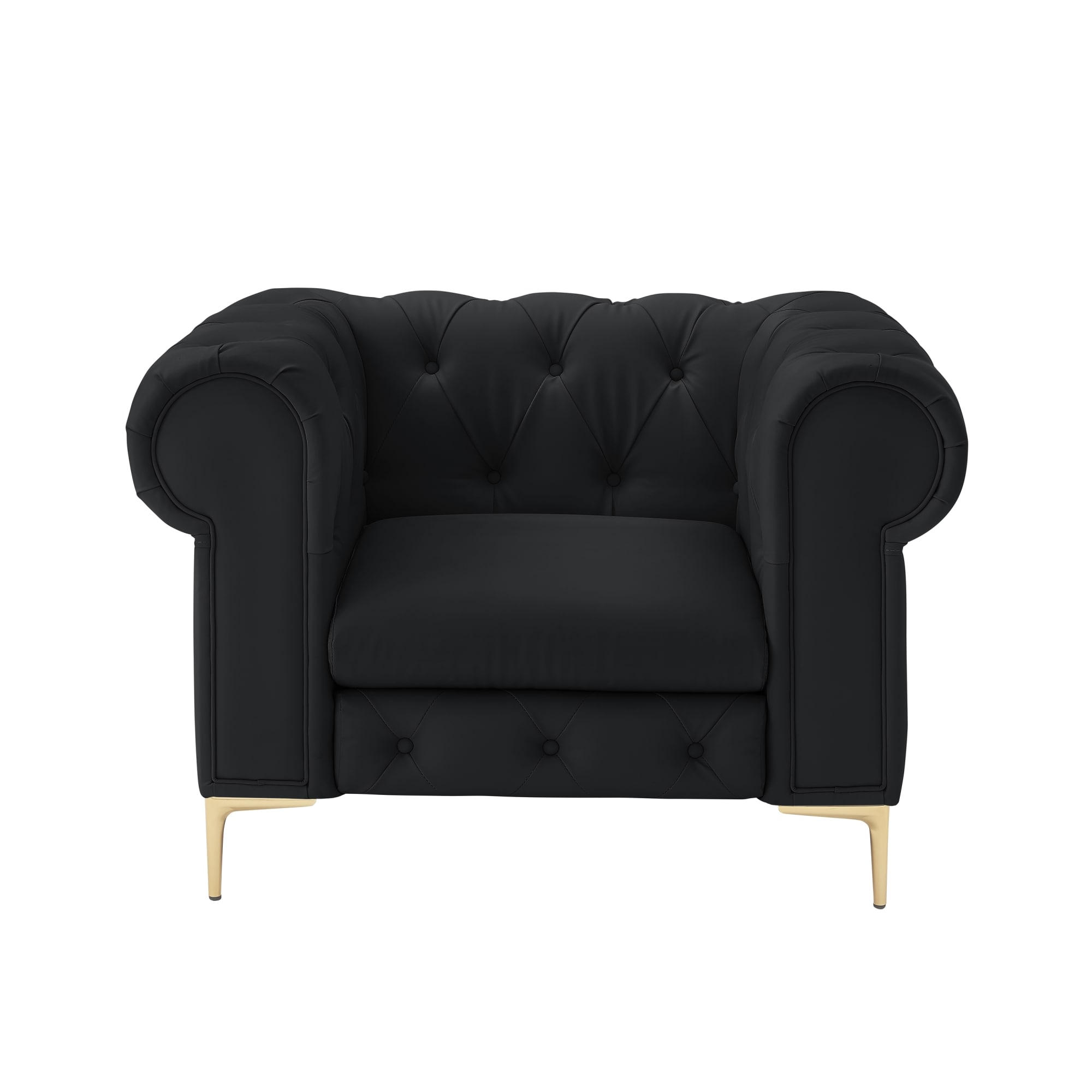 Nicole Miller NCC309-10BK-LS Modern Black Faux leather Club Chair