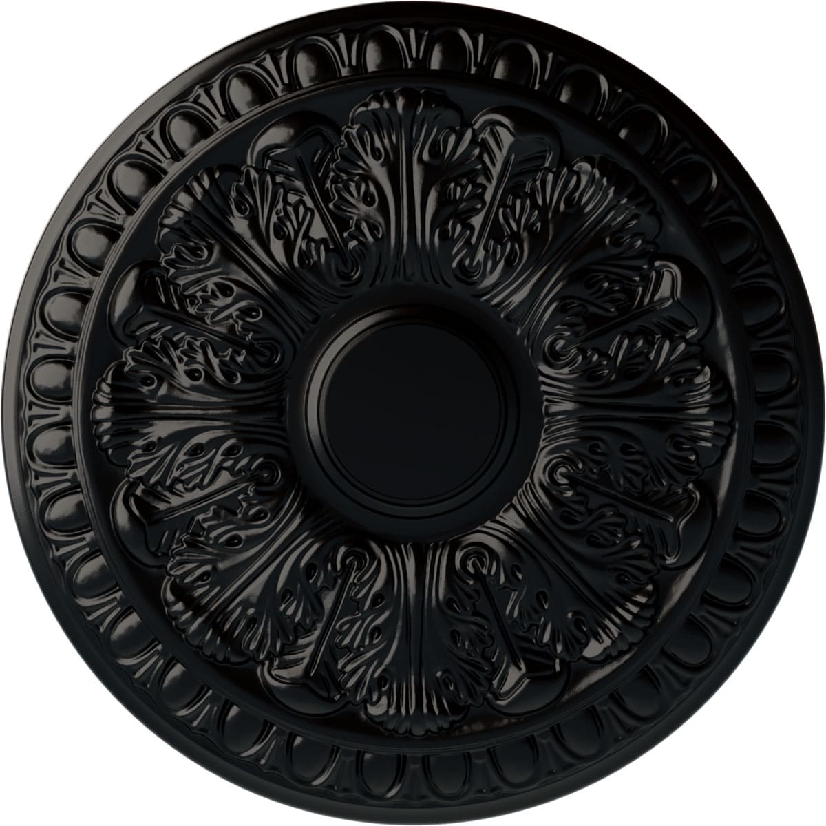 Ekena Millwork CM15CNBLF Colton 15.75-in W x 15.75-in L Painted Jet Black Polyurethane Whole Ceiling Medallion