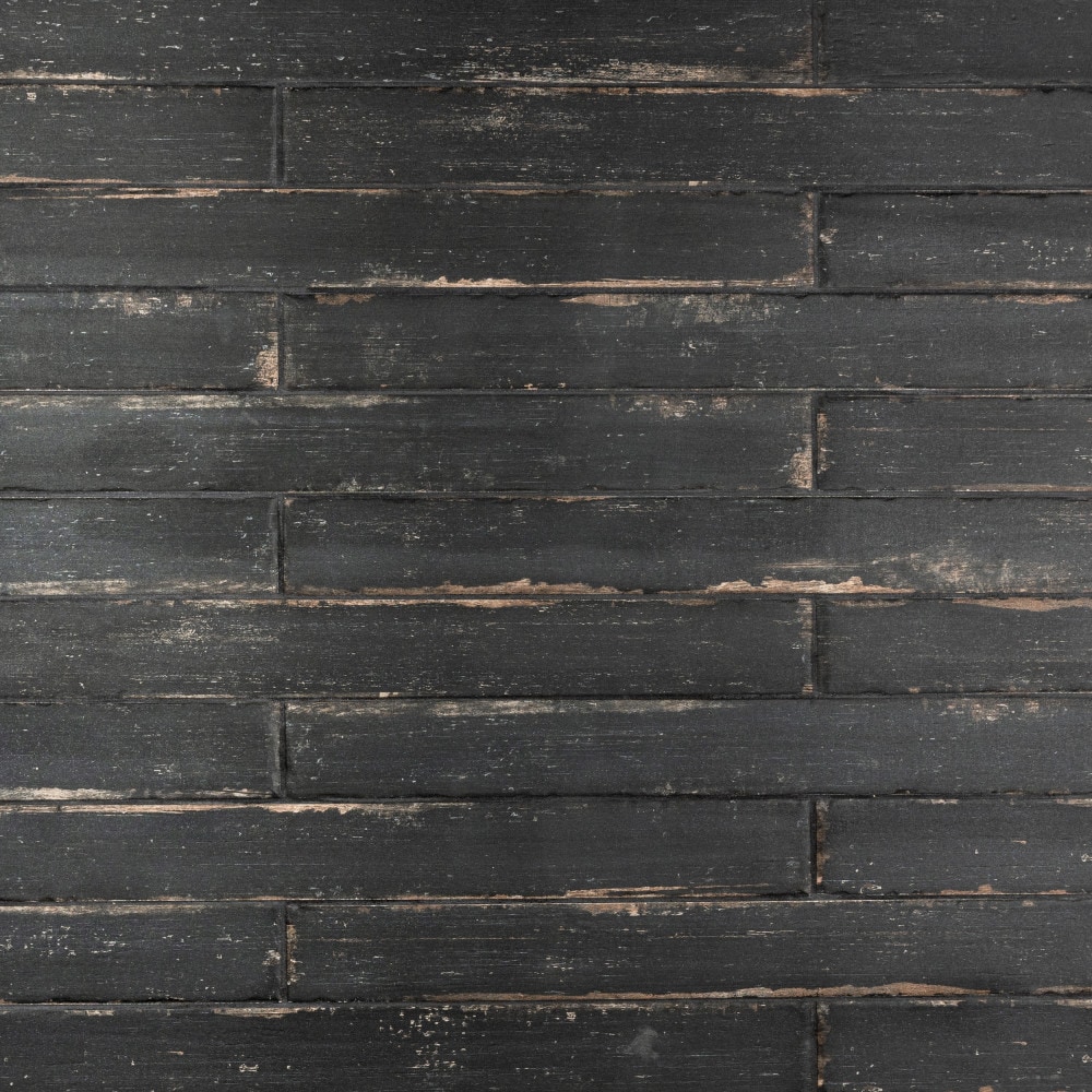 Affinity Tile S1FNURT3NG Sample- Retro Nero 3-in x 12-in Matte Porcelain Wood Look Floor and Wall Tile
