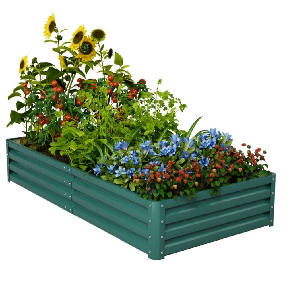 Vineego LS-GB22-0073-9 35-in W x 71-in L x 12-in H Green Galvanized Metal Raised Garden Bed