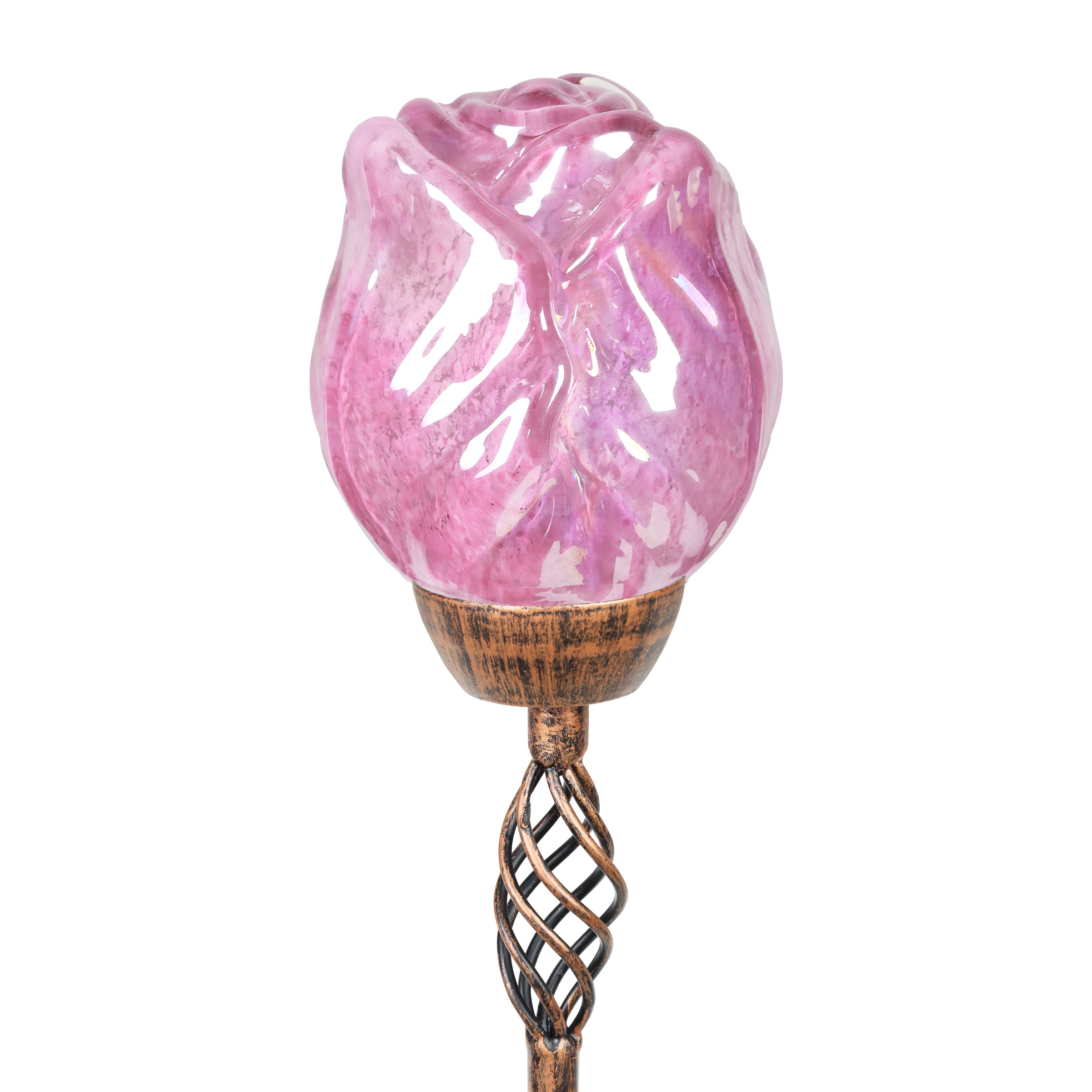 Exhart 79879-L 30.71-in Pink Metal Solar Flower Stake