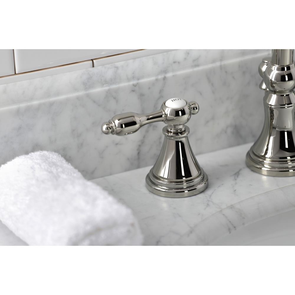 Kingston Brass Tudor Polished Nickel Widespread 2 Handle Bathroom Sink Faucet With Drain In The 9618