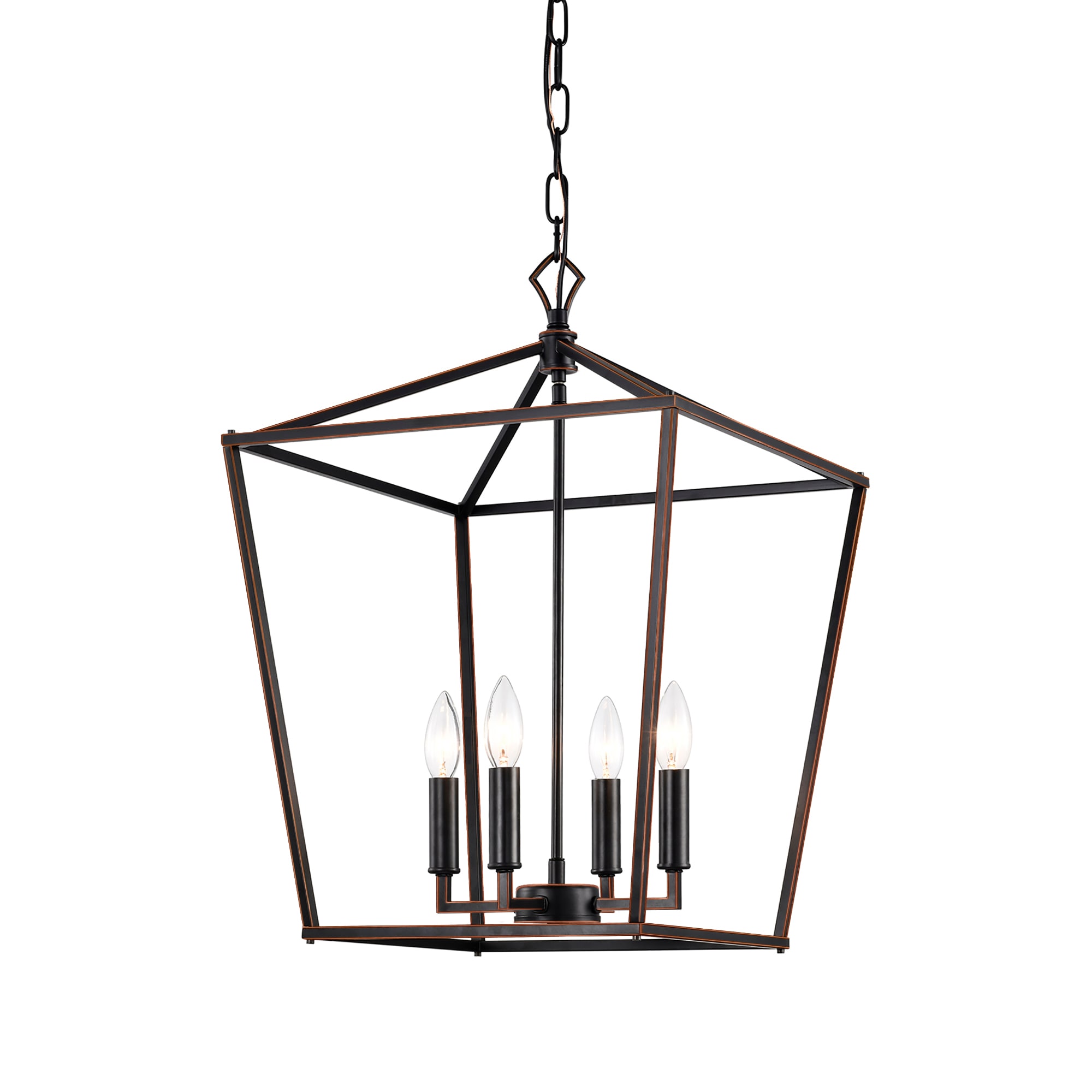 Edvivi EPL1367OB 4 -Light Oil Rubbed Bronze Farmhouse Lantern Medium Hanging Pendant light