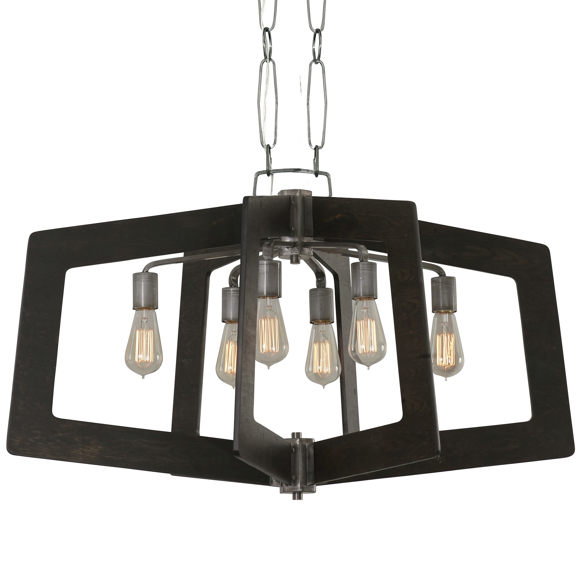 Varaluz 268N06SL Lofty 6 -Light Steel Transitional Geometric Large Hanging Pendant light