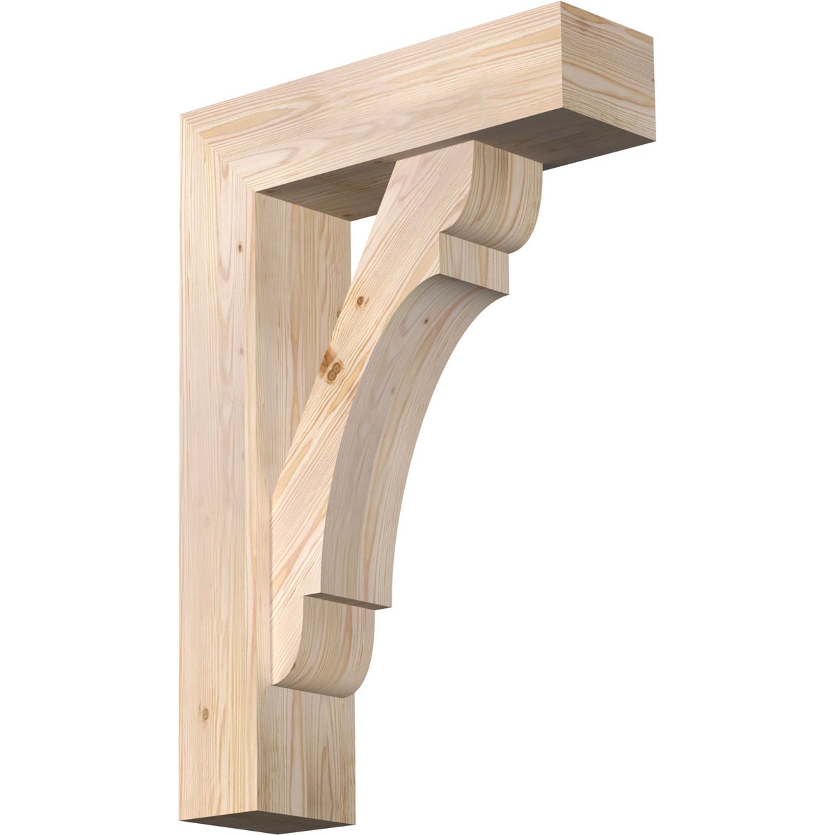 Ekena Millwork 1463781 Olympic block smooth bracket with offset brace 7-1/2-in x 26-in x 38-in Douglas fir Brown Wood Standard bracket
