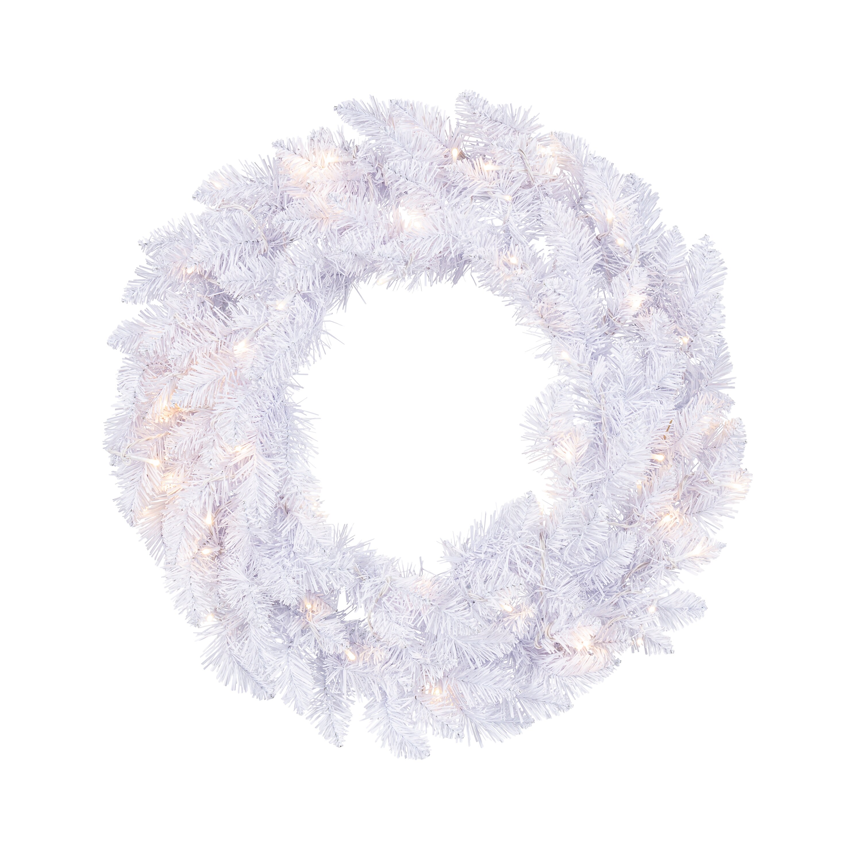 Gerson International 448714CMLEDEC 24-in Pre-lit Indoor/Outdoor White Artificial Christmas Wreath