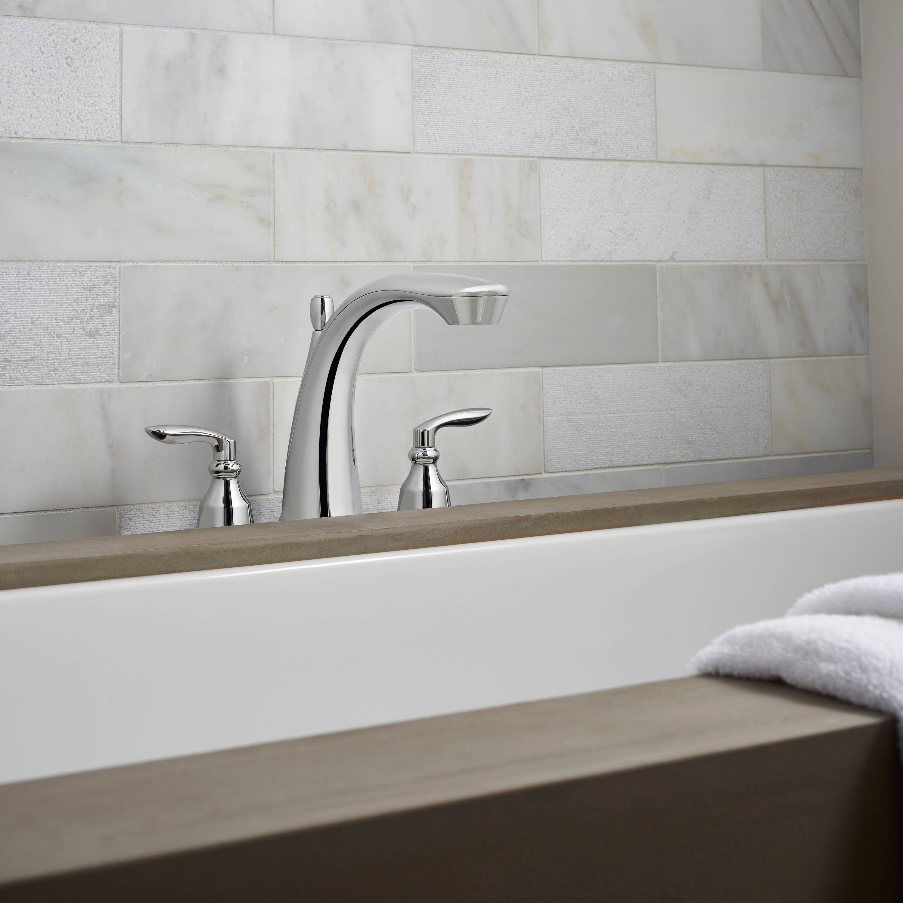 Avalon Polished Chrome Double Handle Roman Tub Faucet