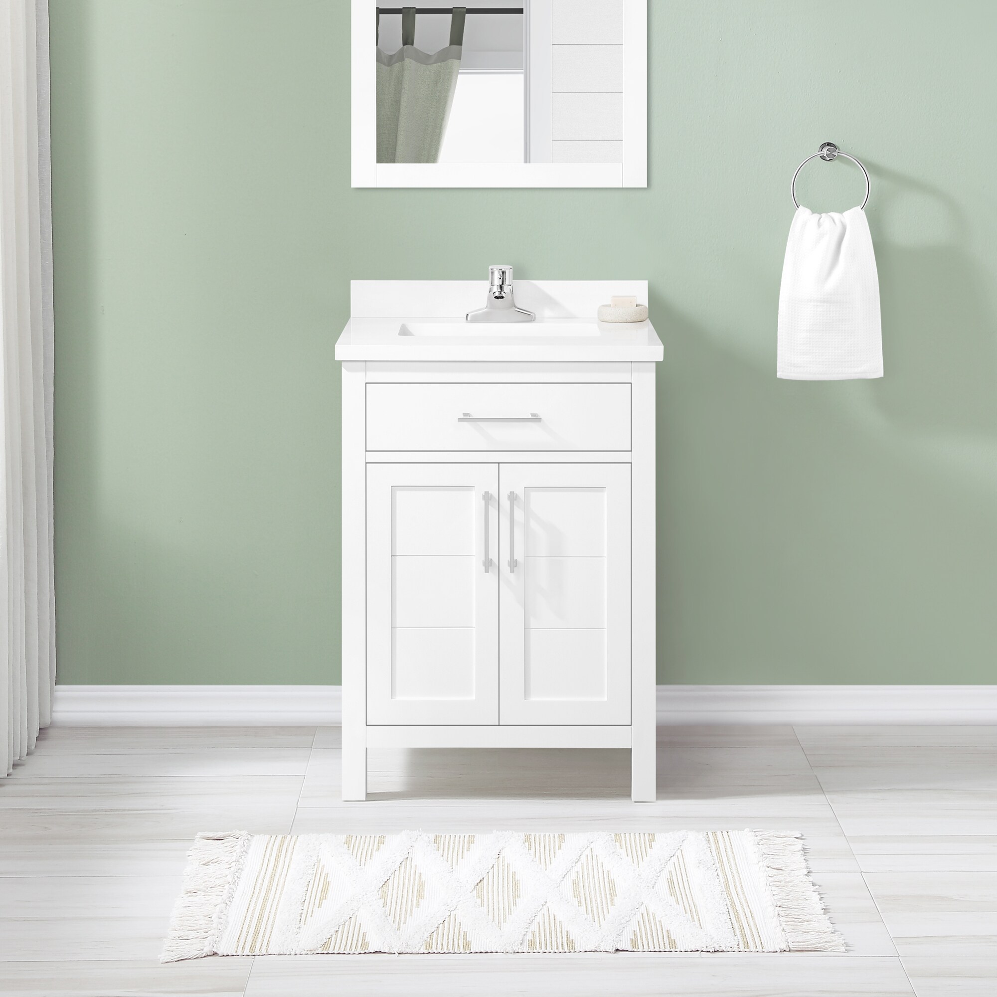 allen + roth Finkley 24-in White Undermount Single Sink Bathroom Vanity ...