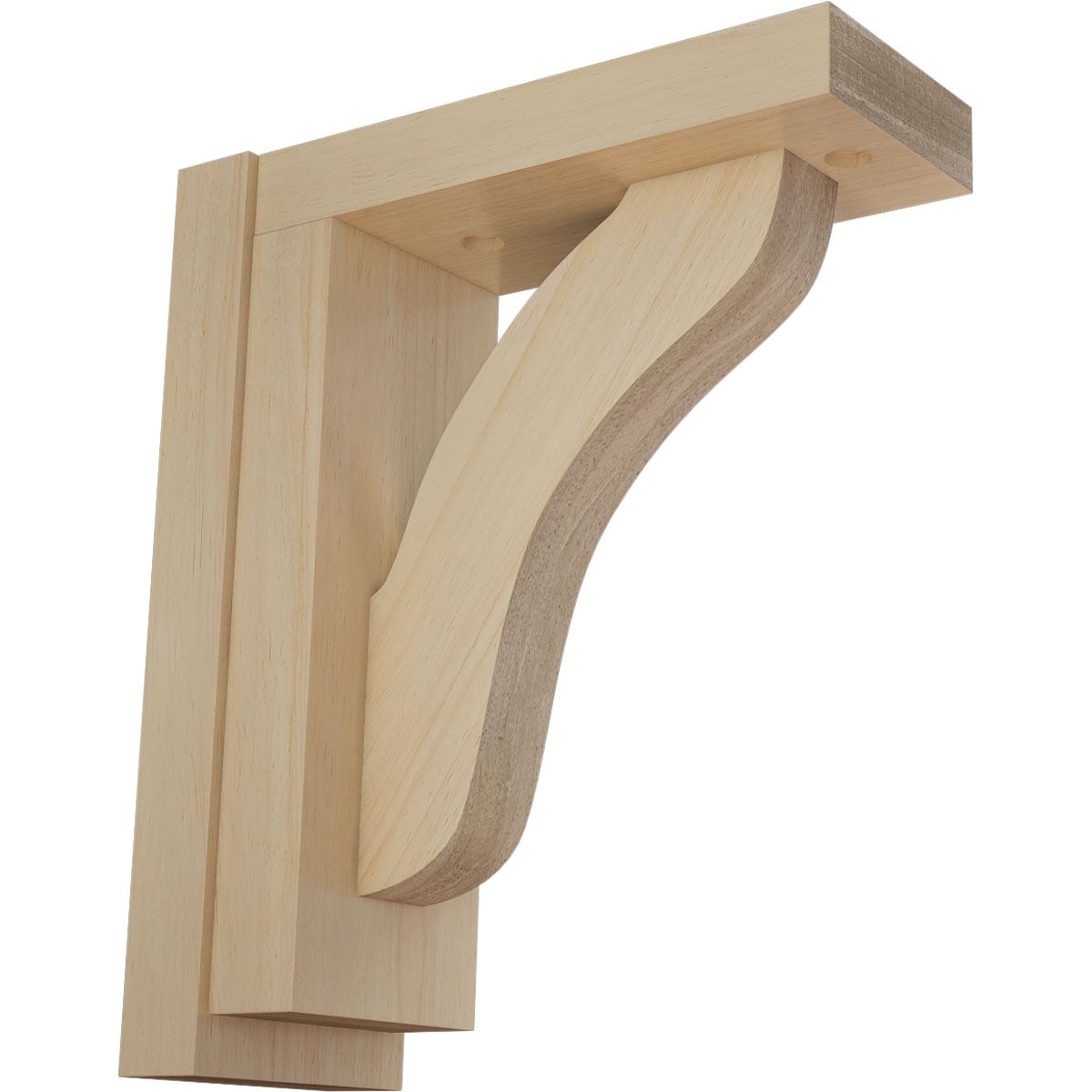 Ekena Millwork BKT02X06X07RERW Reece 2-1/2-in x 6-1/4-in x 7-1/2-in Rubberwood Brown Wood Standard bracket