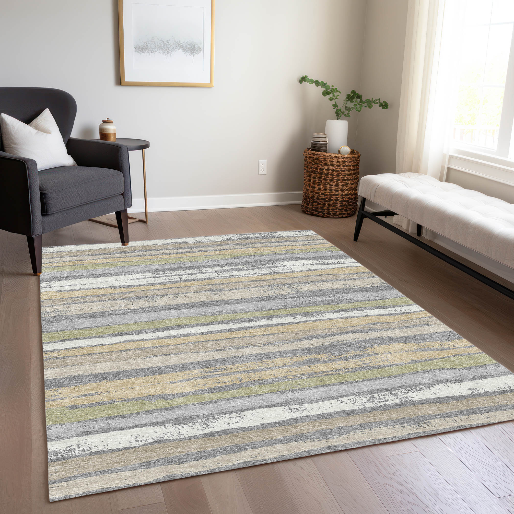 Addison Rugs ACN1019GY3X5 Chantille ACN1019GY 3 x 5 (ft) Polyester Gray Rectangular Indoor/Outdoor Geometric Machine washable Area rug