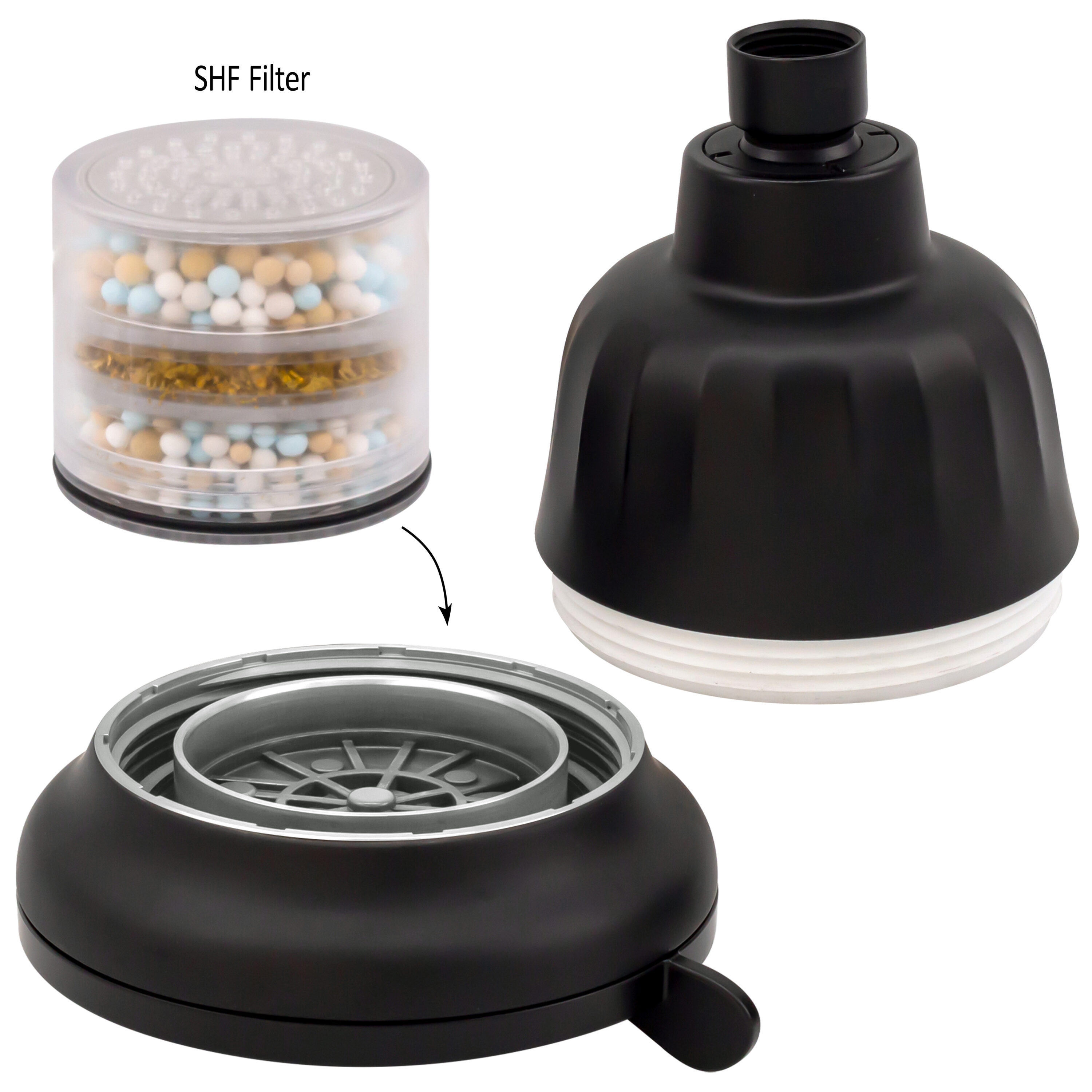 Matte Black Dual Shower Head with Adjustable Slide Bar and Filter