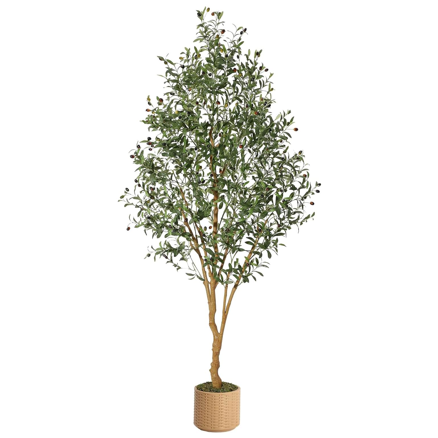 WhizMax DF-PHK-33YHAJR6 8FT Tall Olive Trees Artificial with Planter-Realistic Large Silk Olive Tree Faux-Artificial Plants with Natural Wood Trunk and Fruits for Home Office Decor