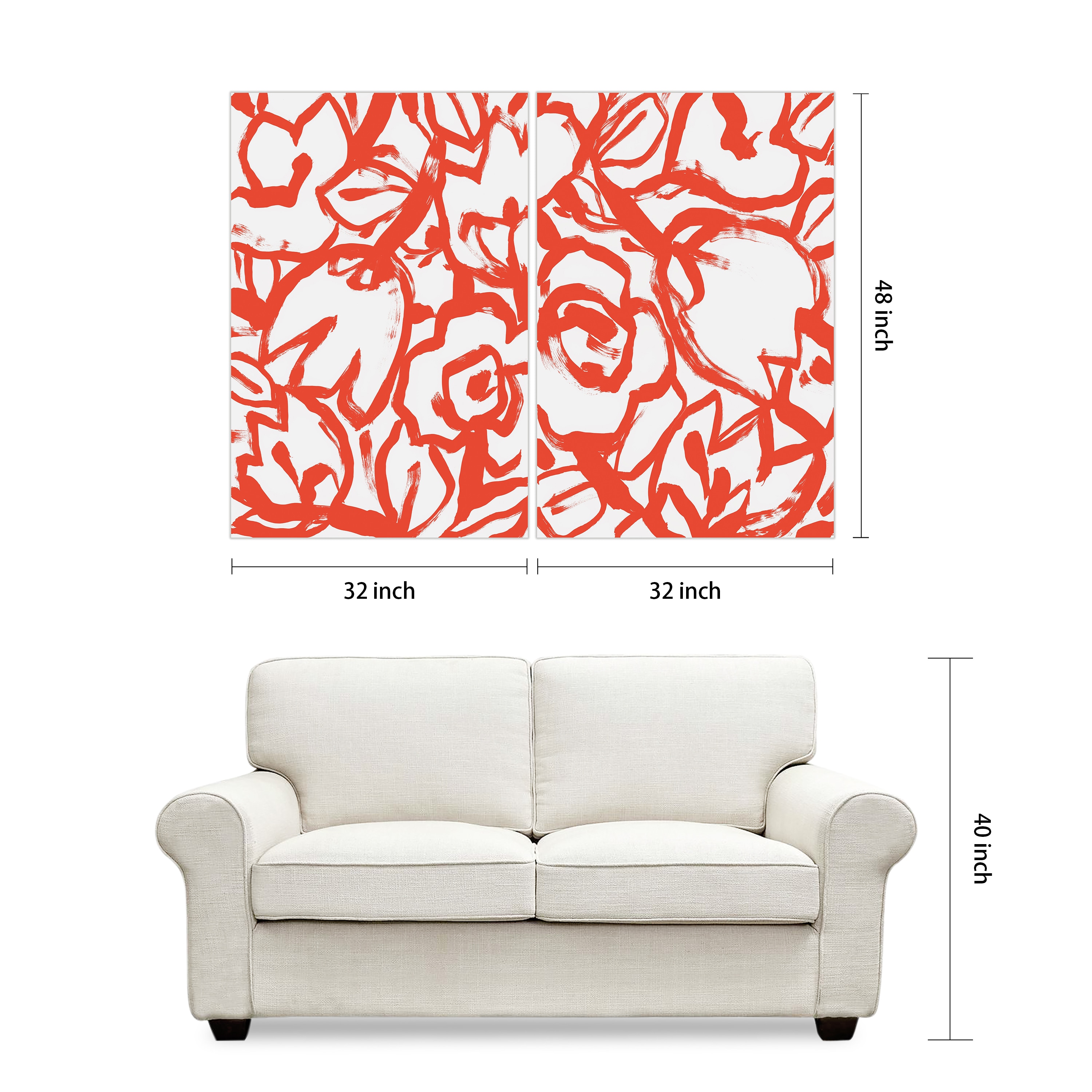 Scarlet Blooms Red Floral Tempered Glass Wall Art Set