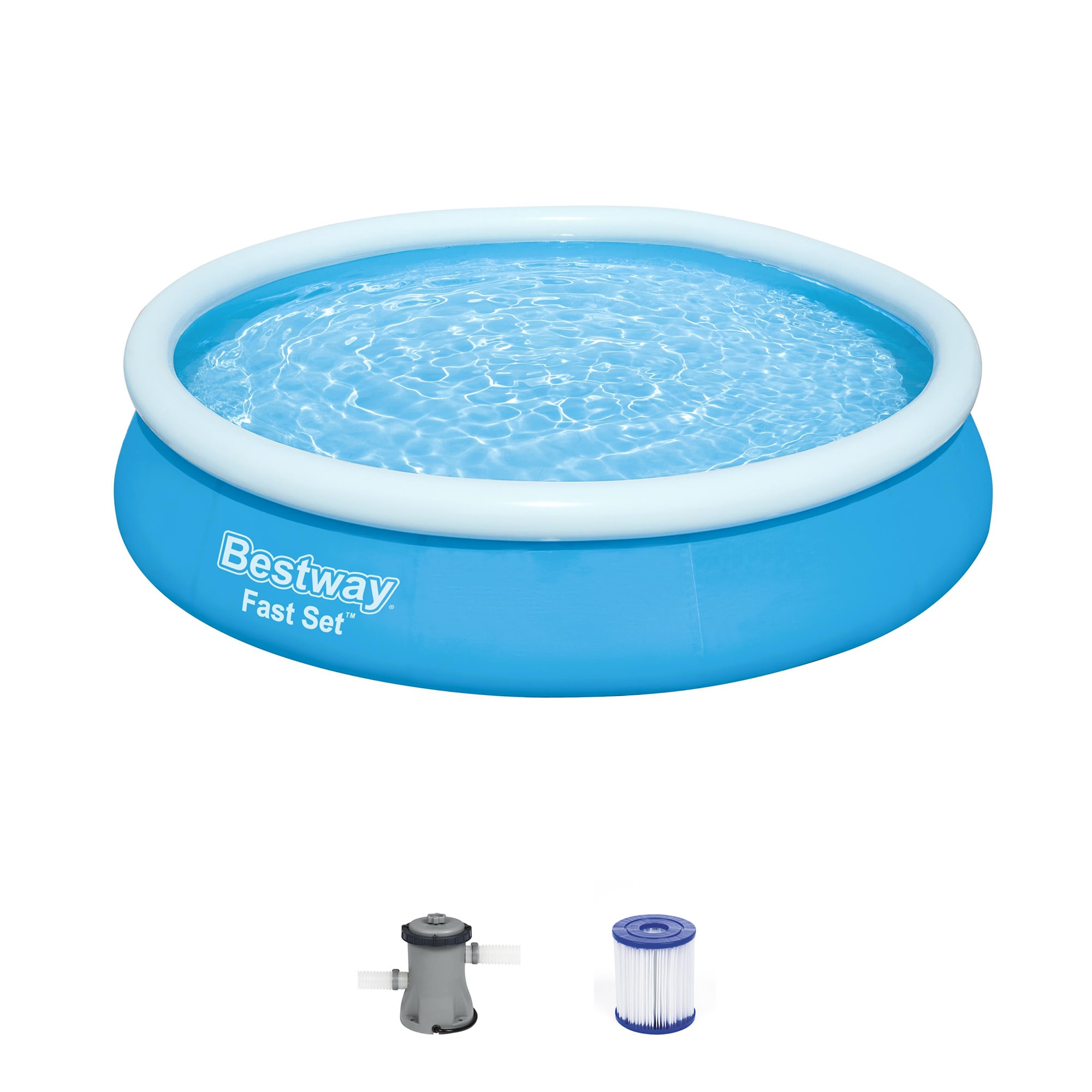 Bestway 88439 12-ft x 12-ft x 30-in Inflatable top ring Round Above-Ground Pool with Filter Pump