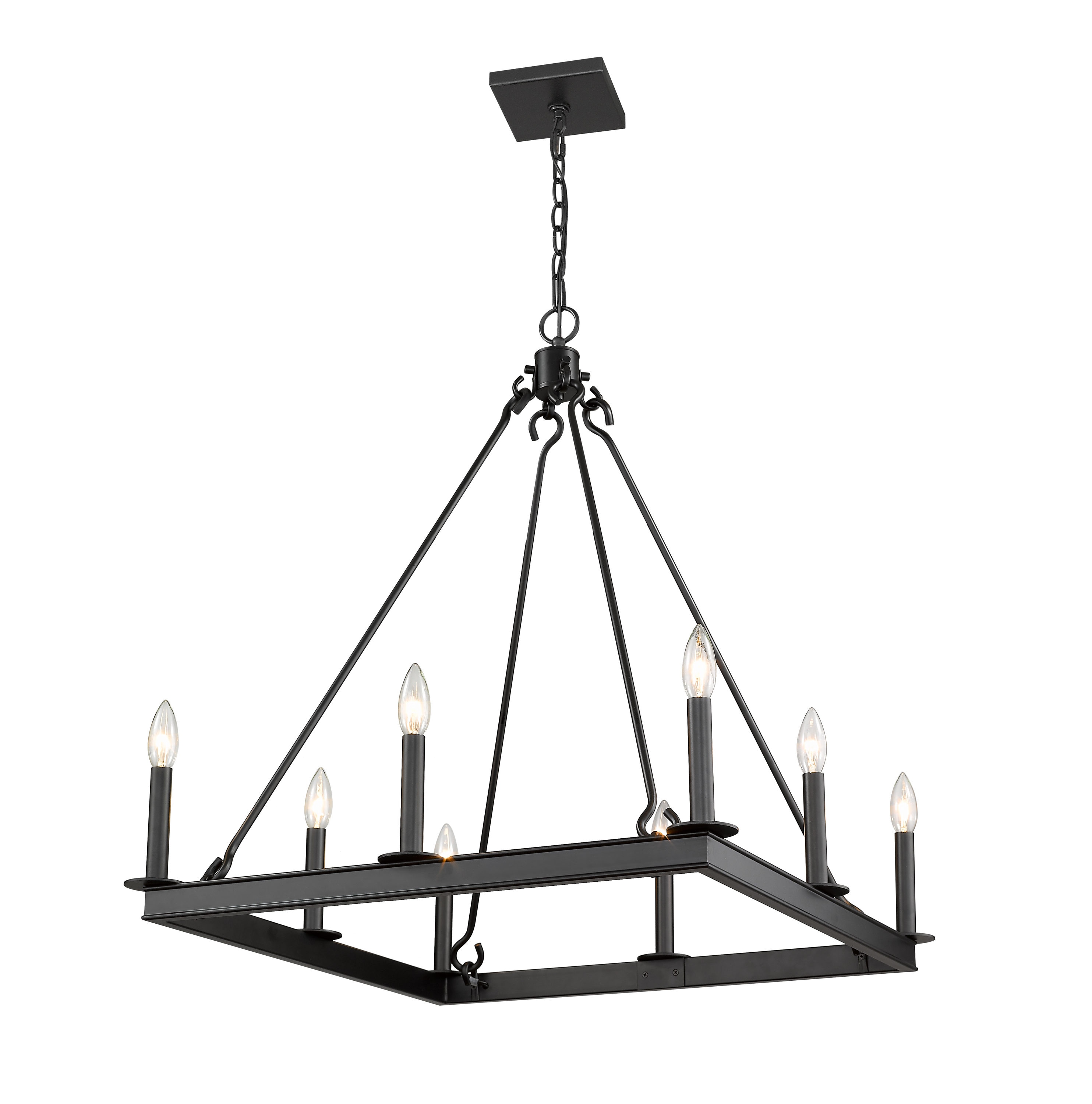 Z-Lite 482S-8-26MB Barclay 8 -Light Matte Black Transitional For Use in Dining Rooms, Foyers, Kitchens, Chandelier