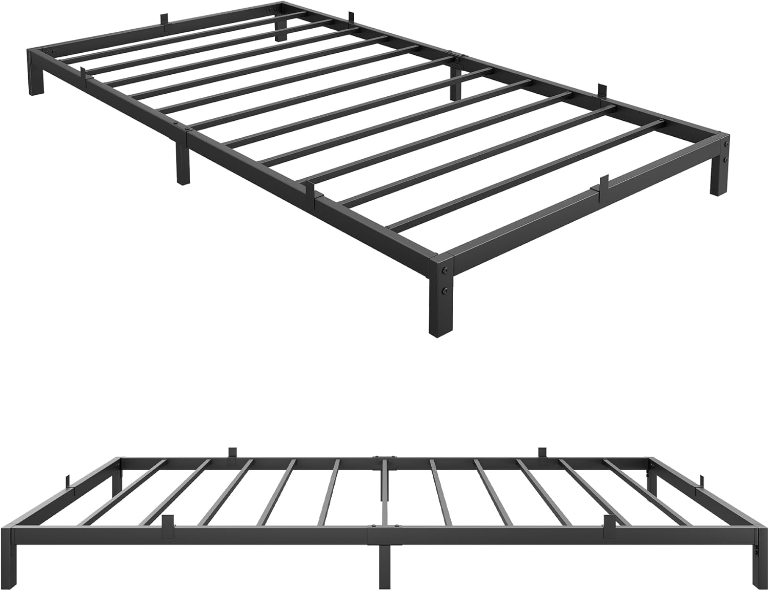 Qeetex LHF-BED-PHO-0YIOT3N5 6 Inch Twin Bed Frame Twin Size Metal Platform Bed Frame with Storage Under Bed Sturdy Structure Easy Assembly No Box Spring Needed Noise Free Black