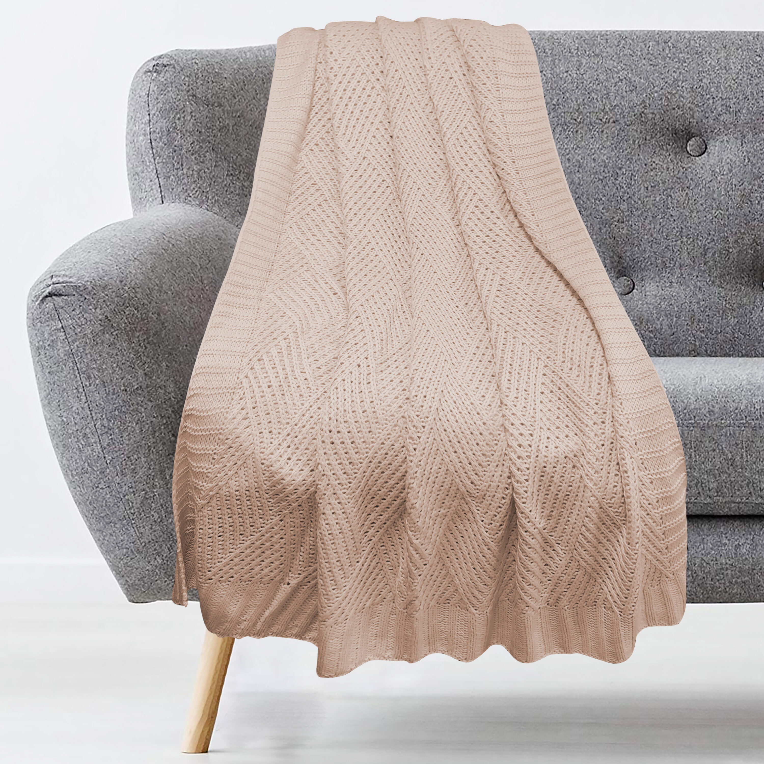 HARPER LOFT Light Pink 50-in x 60-in Polyester Throw
