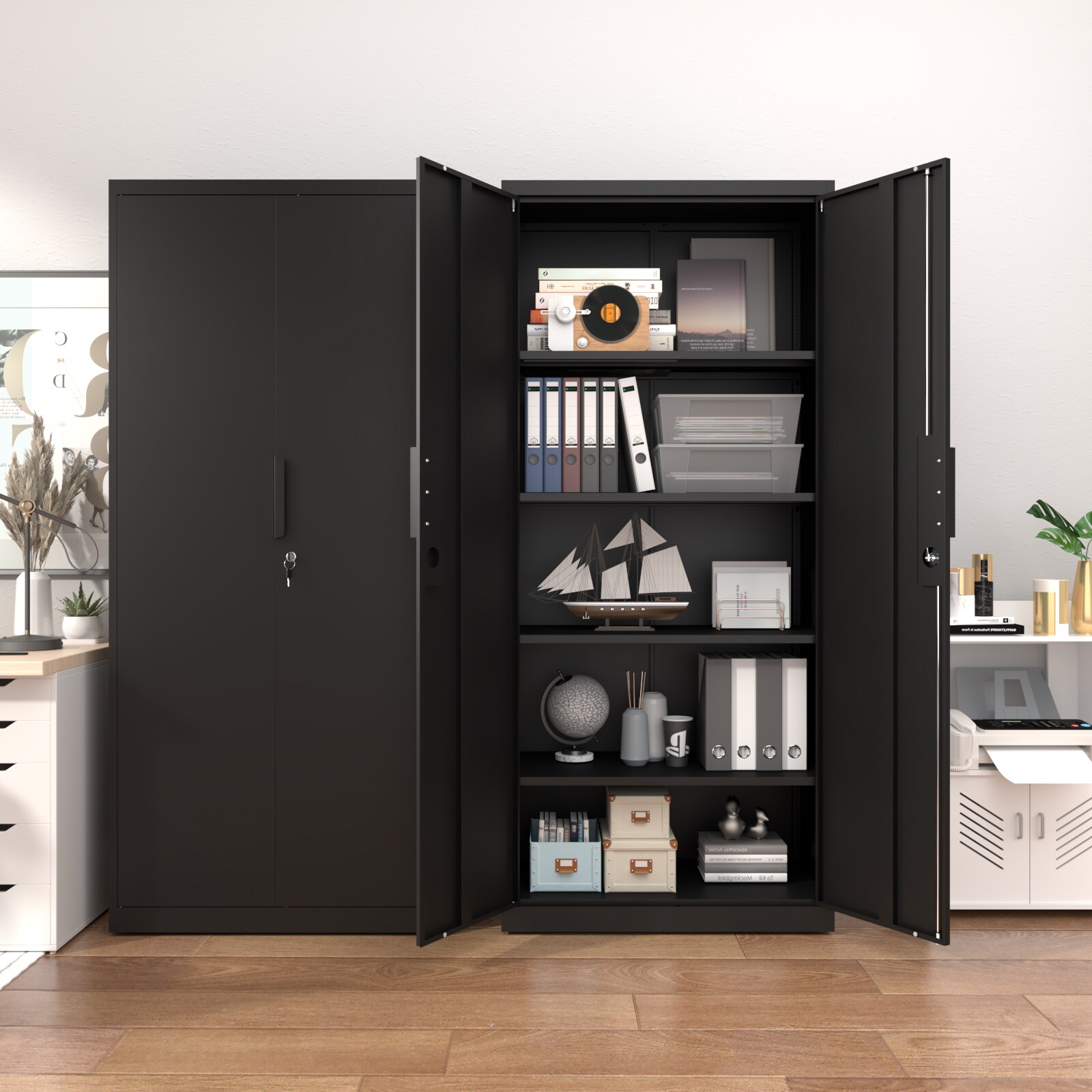 Dexmalle  70-Inch 4 Adjustable Shelves 2-Door File Cabinet with Lock