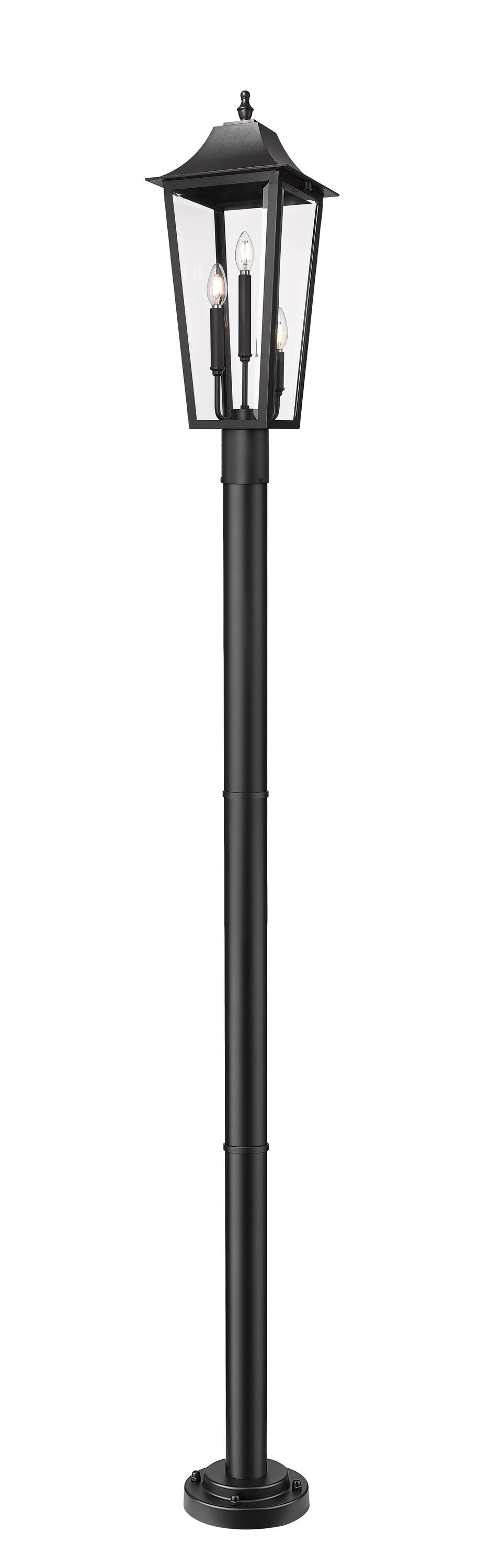 Z-Lite 5008PHBR-5012P-BK Gannon 100.5-Inches H Black Hardwired LED Incandescent Post light