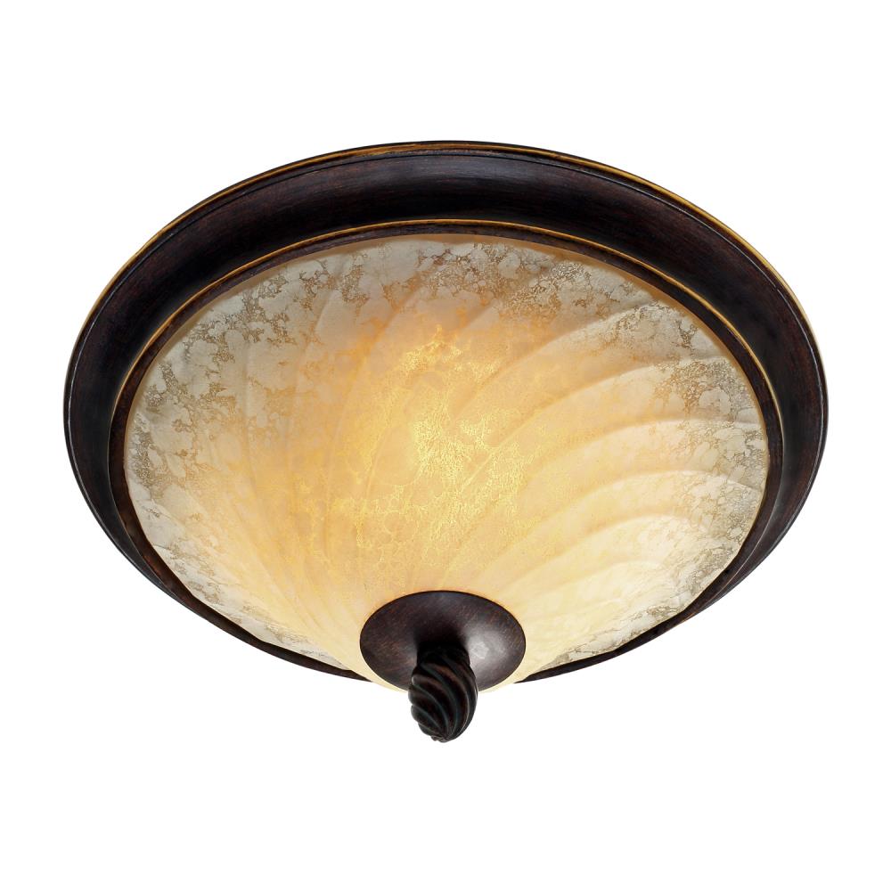 Golden Lighting 8106-FM CDB Torbellino 2 -Light 14-in Brushed Bronze Flush Mount Light