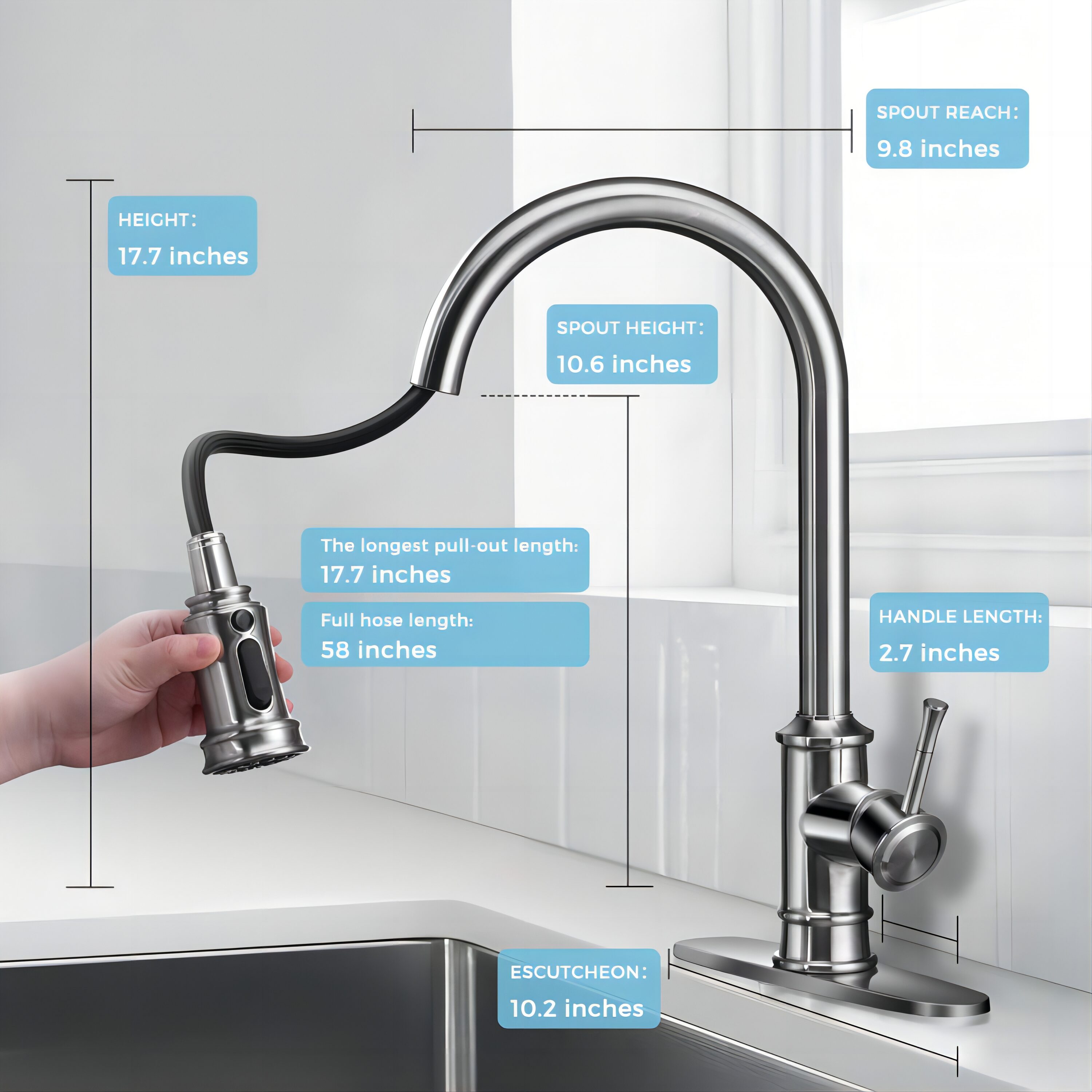 Kahomvis TC-QPW6-5019 Kitchen-Faucets - View #3