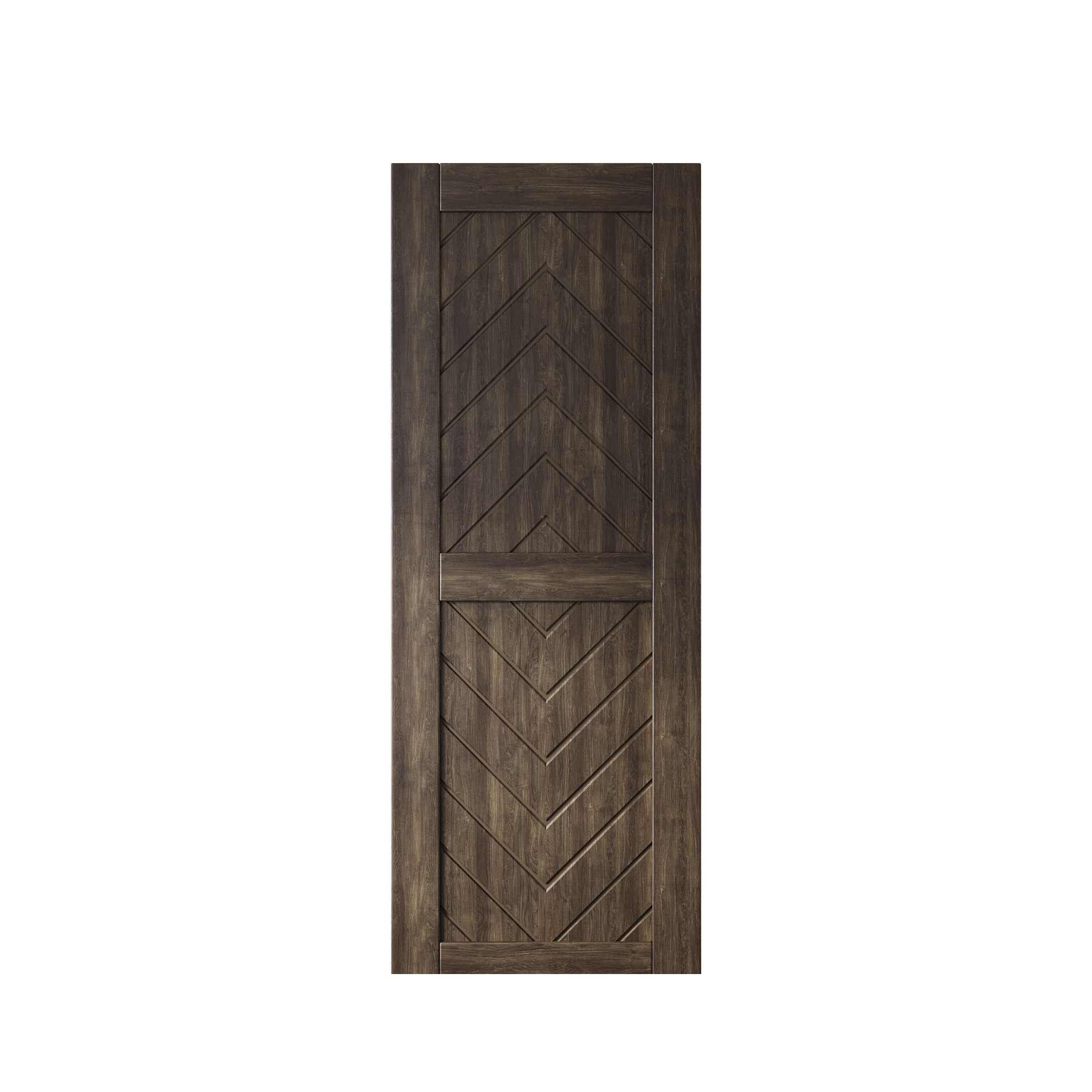 HOMACER JT2-3080-EB 30-in x 80-in Ebony Herringbone Pine Wood Solid core Single Barn Door (Hardware Not Included)