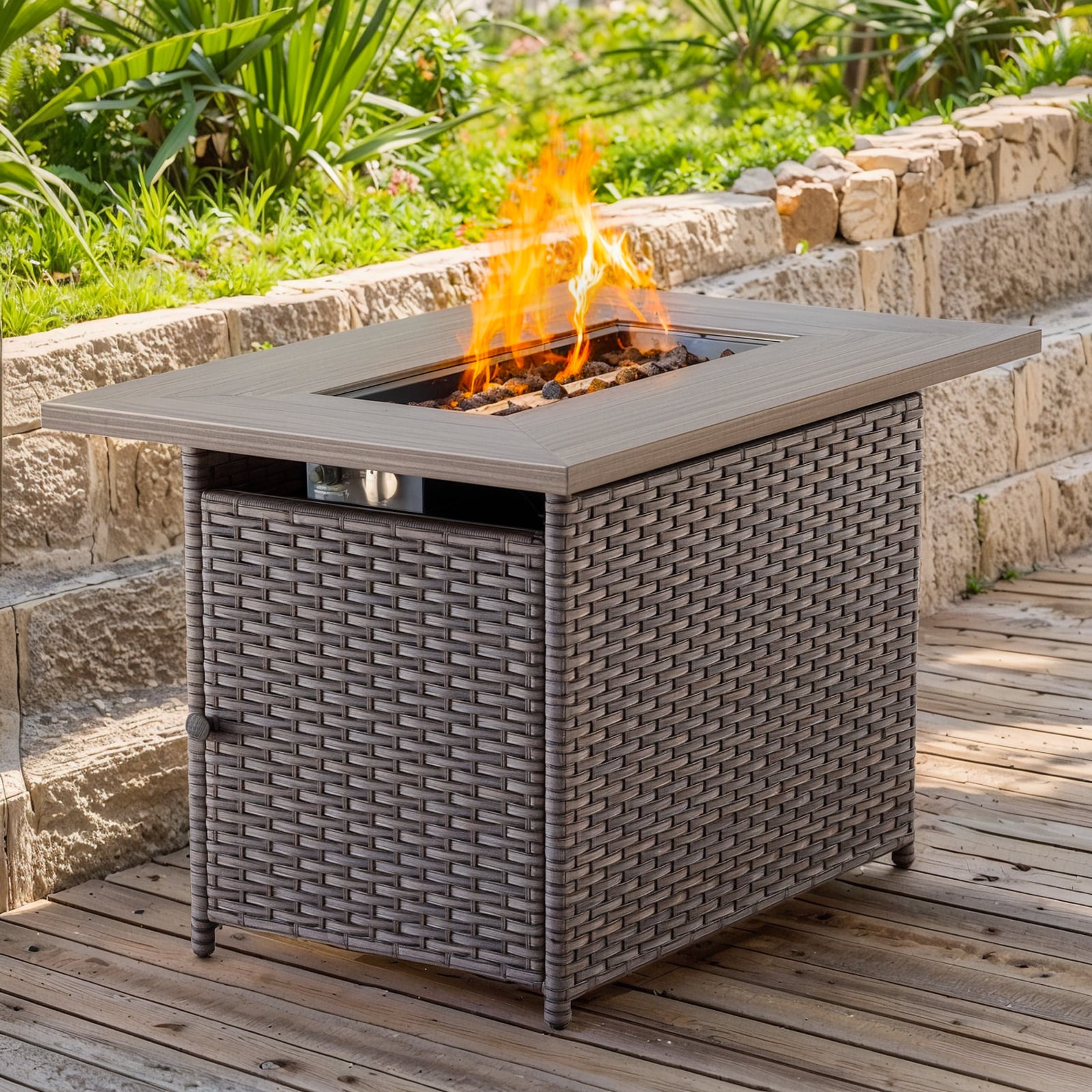 50000 -BTU Brown Steel Liquid propane Outdoor Fireplace #PA144