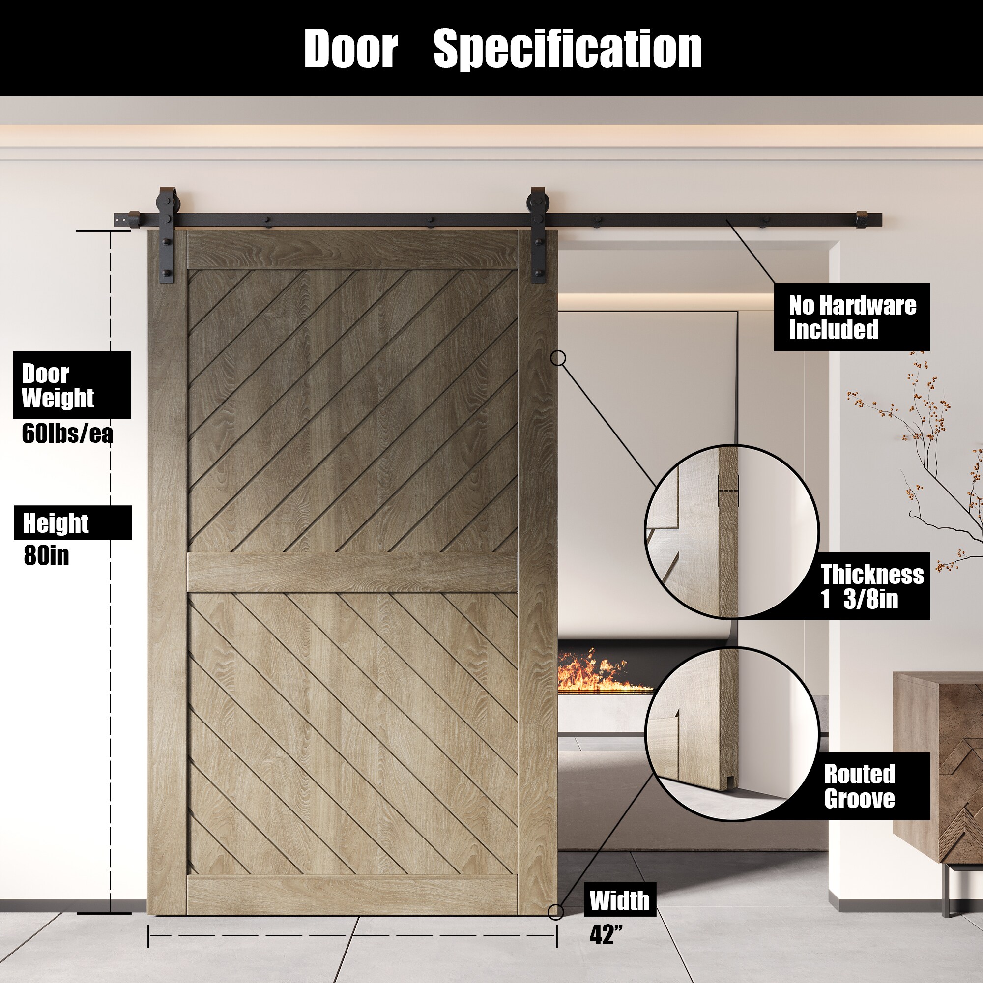 HOMACER XT3-4280-GR Barn-Doors - View #2