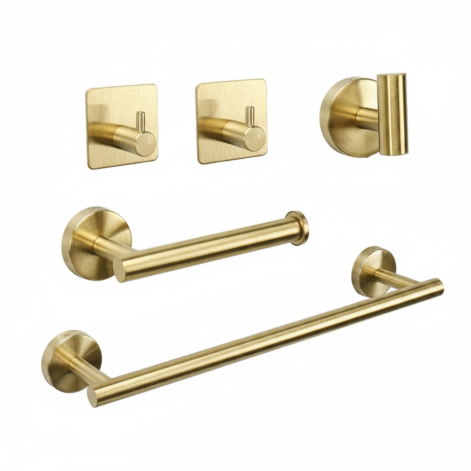 Paradigms Interiors 5-Piece Bathroom Hardware Set Thick SUS304 Stainless Steel Towel Bar Toilet Paper Holder Robe Hooks Wall Mount Accessory Set