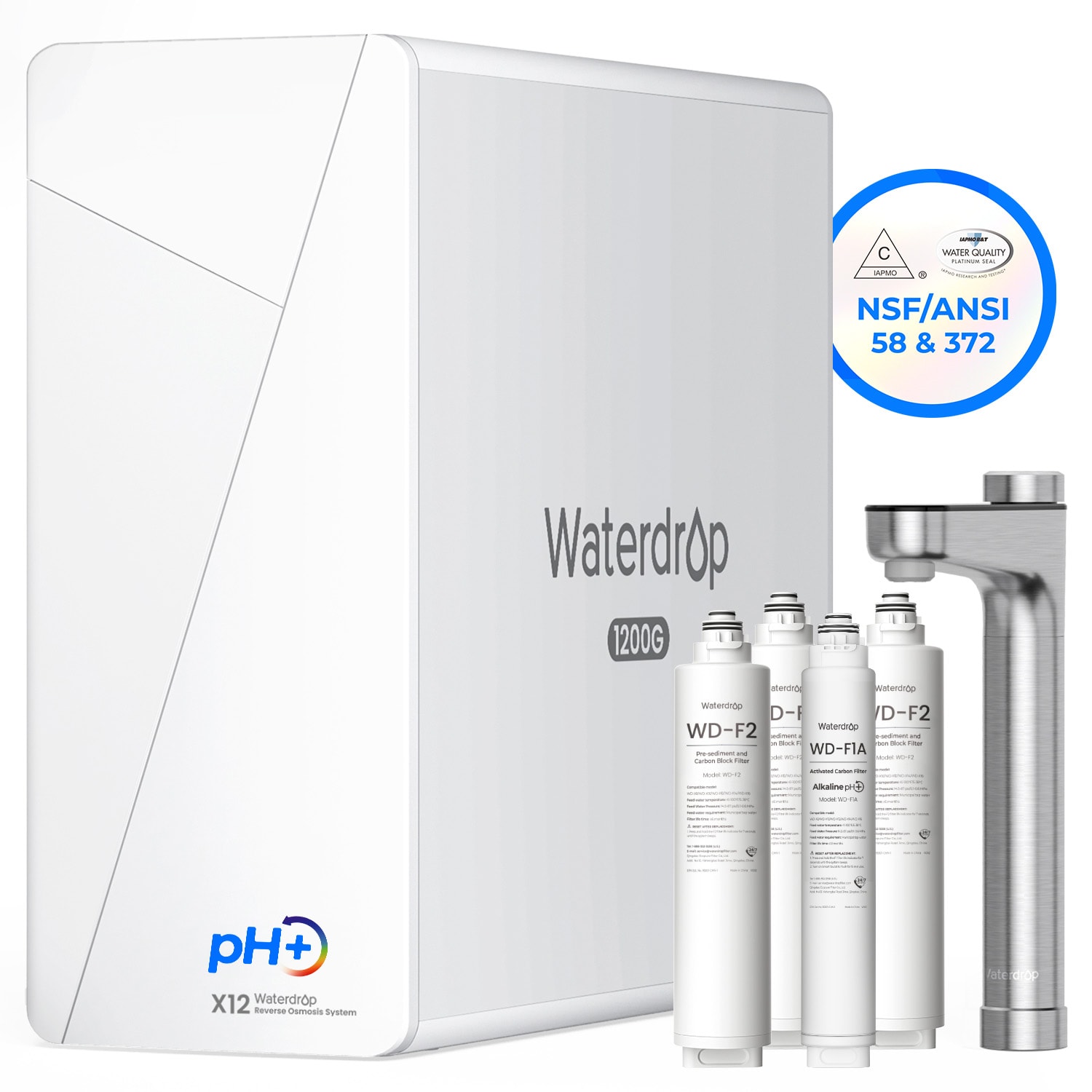 Waterdrop B-WD-X12-3F2F1 Reverse Osmosis System 9-stage Multi-method Reverse Osmosis Filtration System