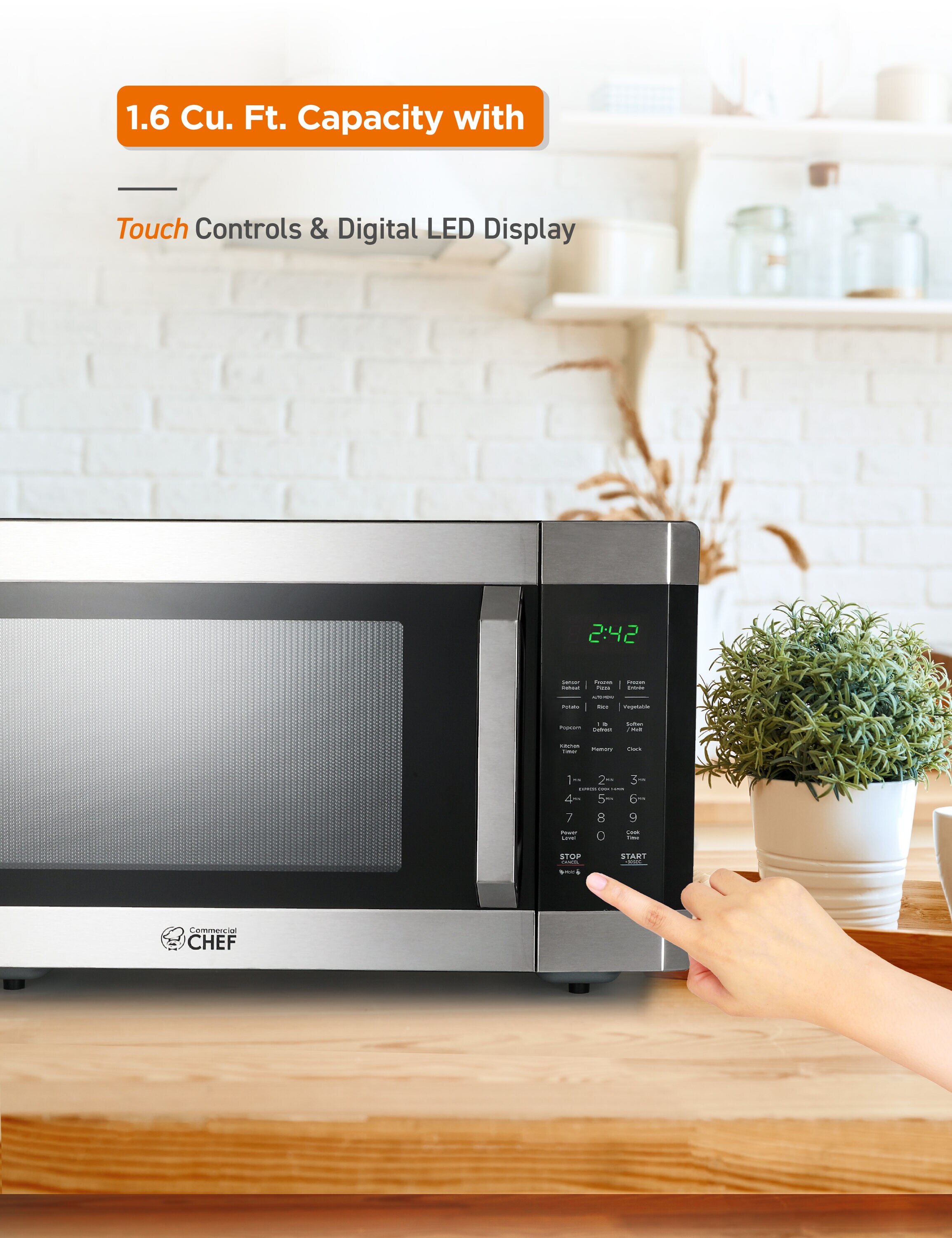 COMMERCIAL CHEF 0.9 Cu. ft. Countertop Microwave Oven with Touch