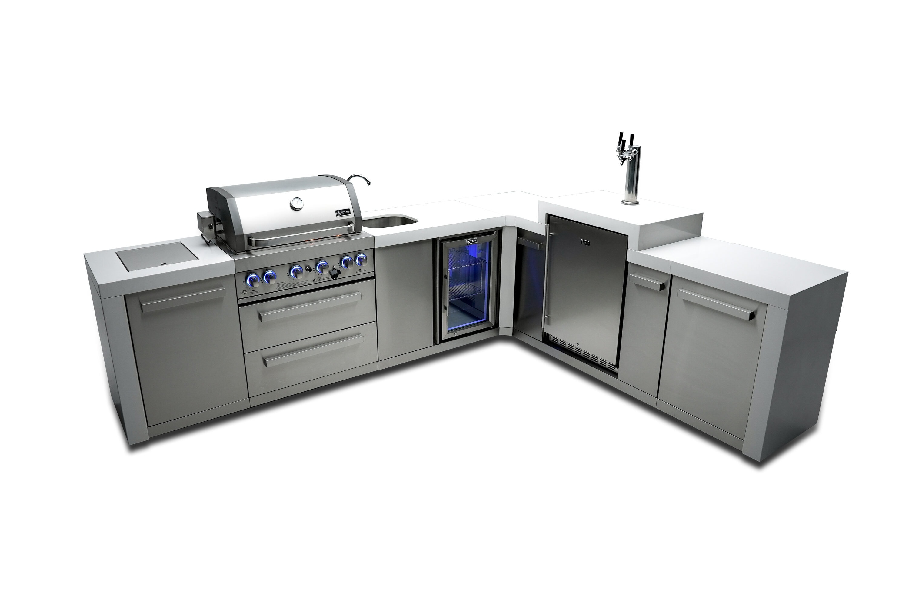 Mont Alpi MAI400-D90KEGBEV 400 Deluxe Series 5 -Piece 82-in W x 23-in D x 46-in H Modular Outdoor Kitchen Grill with bar/counter top 6 Burners
