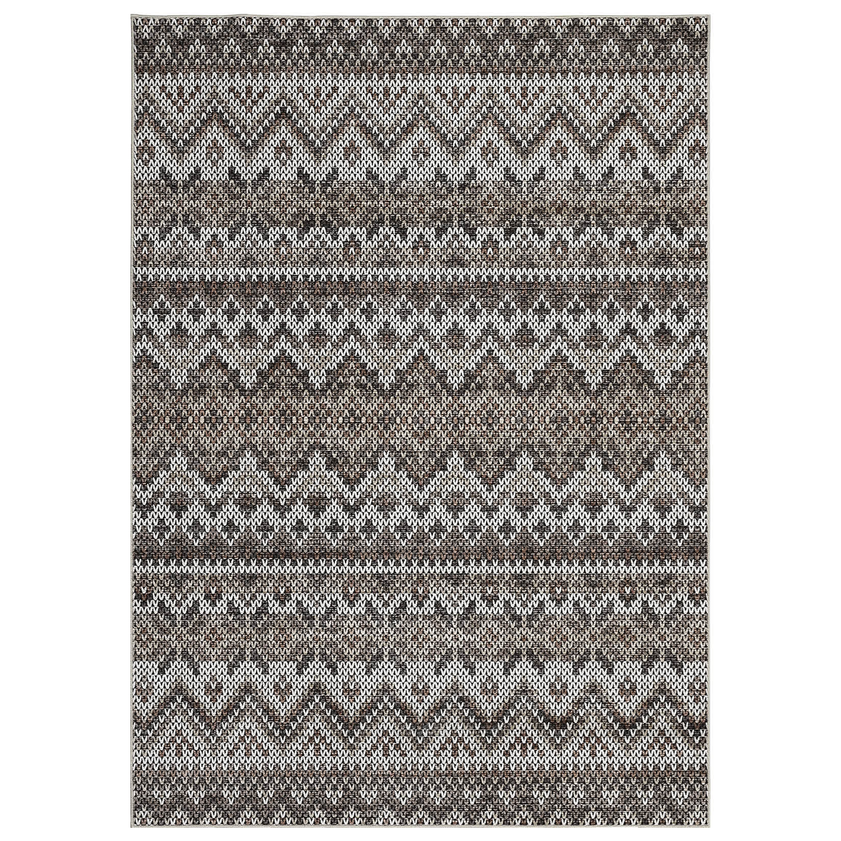 Qeetex LSN-PHK-34RNCPCJ 10 x 13 ft Polyester Cashmere Brown Rectangular Hallway Bathroom Entryway Kitchen Office Foldable Geometric Modern Washable Area Rug