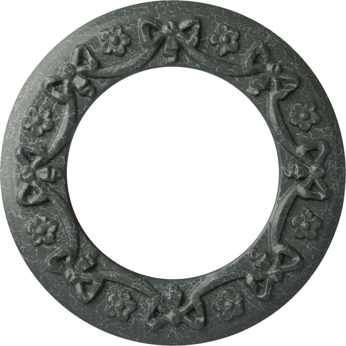 Ekena Millwork CM12RIAGC Ribbon with Bow 12.25-in W x 12.25-in L Painted Athenian Green Crackle Polyurethane Whole Ceiling Medallion