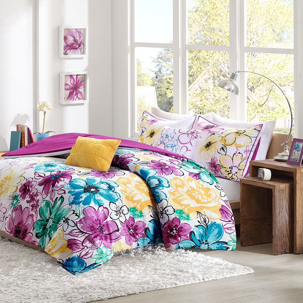 JUSHUA Twin and Twin XL Floral Comforter Set