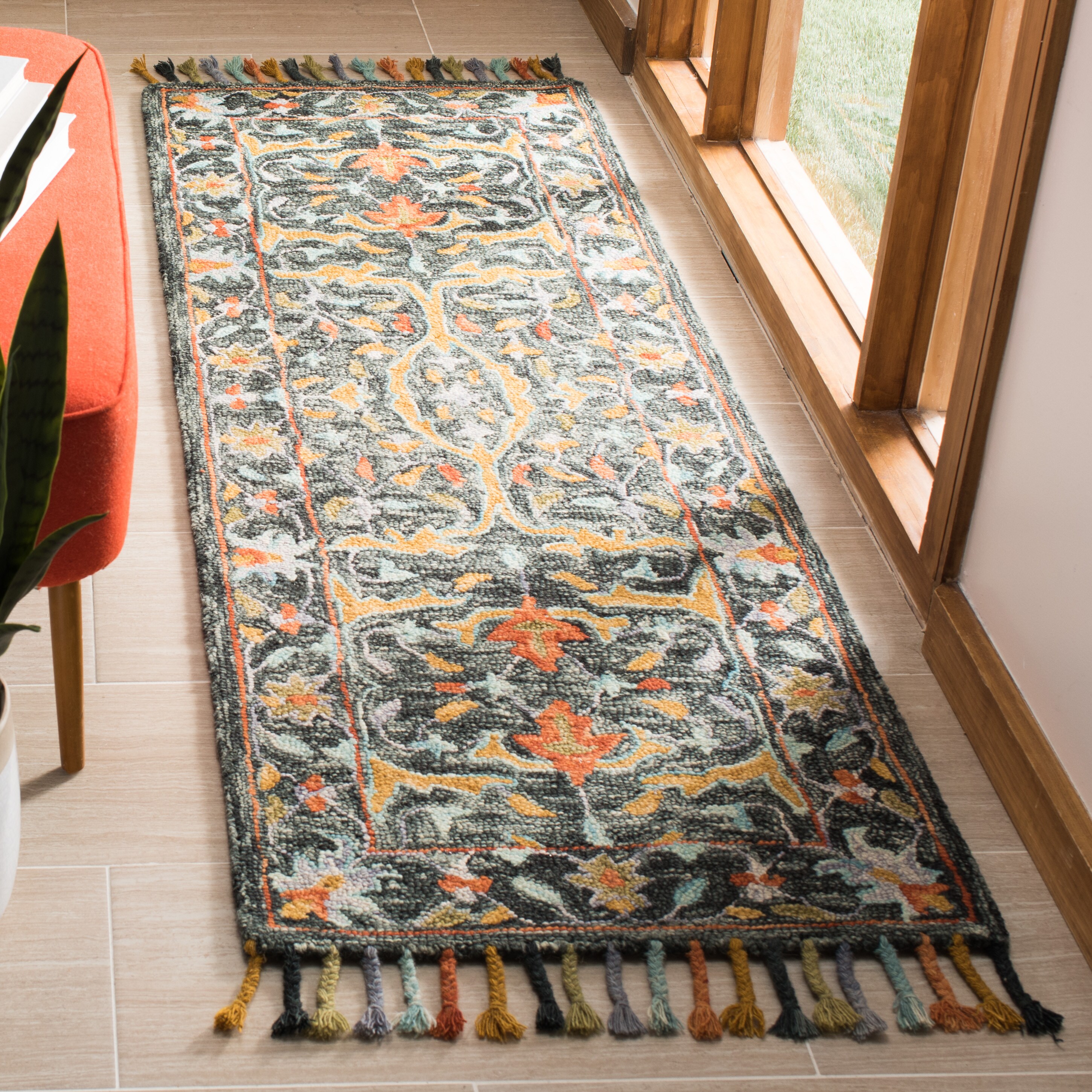  Aspen 116 Olive/Rust Traditional 2ft-3in x 8ft Runner Rug