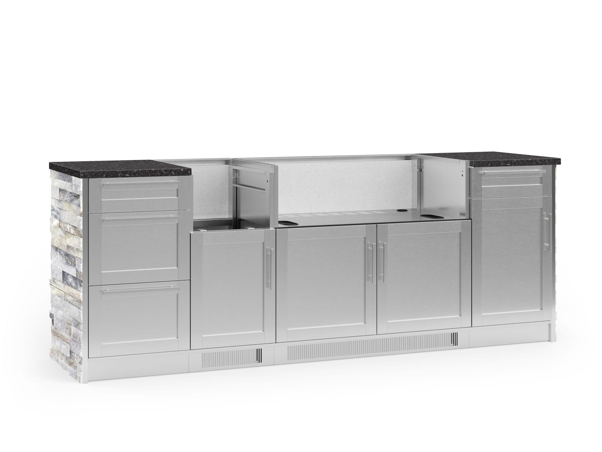 NewAge Products 68753 Signature Series Stainless Steel 8 -Piece 95.16-in W x 25.5-in D x 37-in H Modular Outdoor Kitchen Set