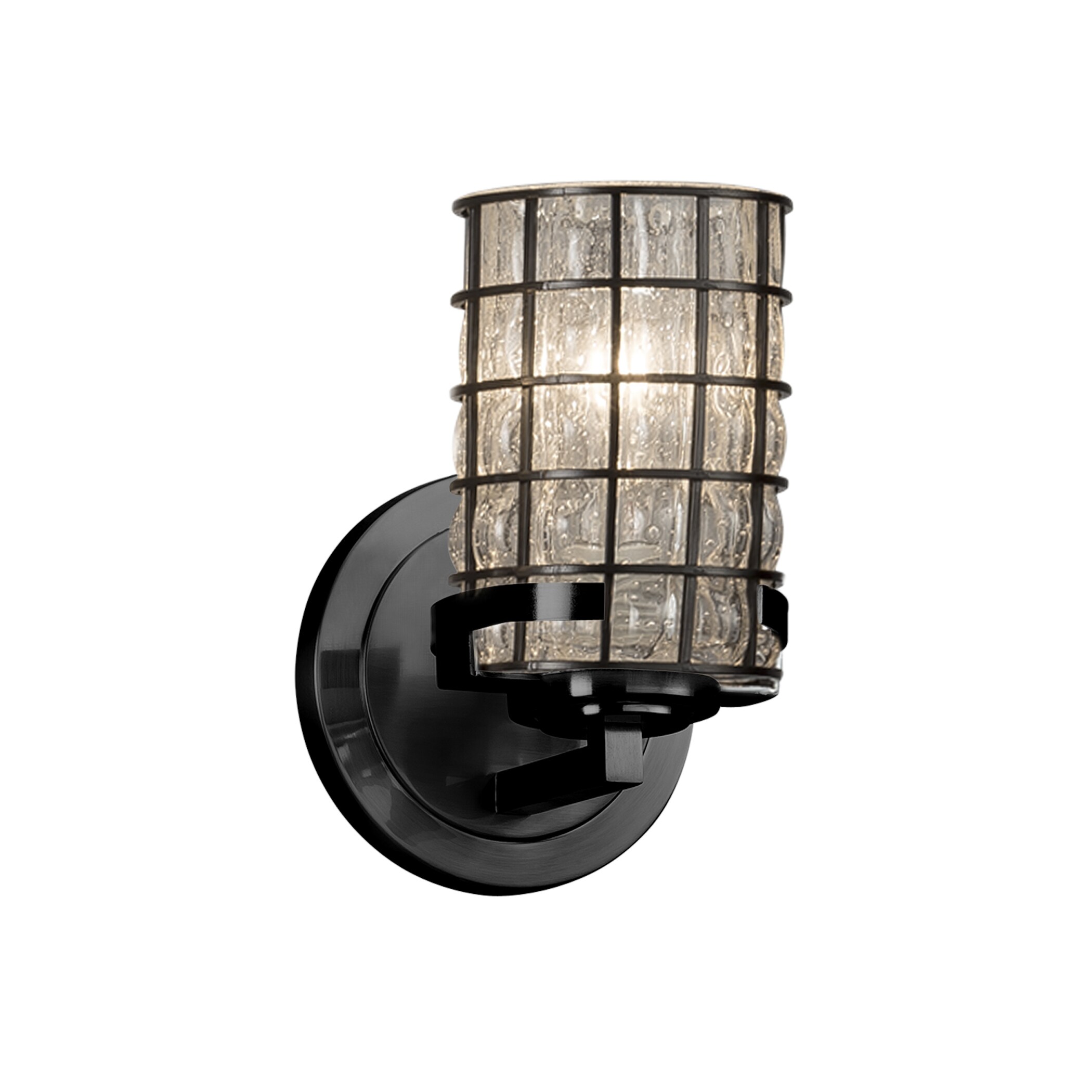 Justice Design Group WGL-8451-10-GRCB-MB Wire Glass 5-in 1-Light Matte Black Transitional Wall Sconce