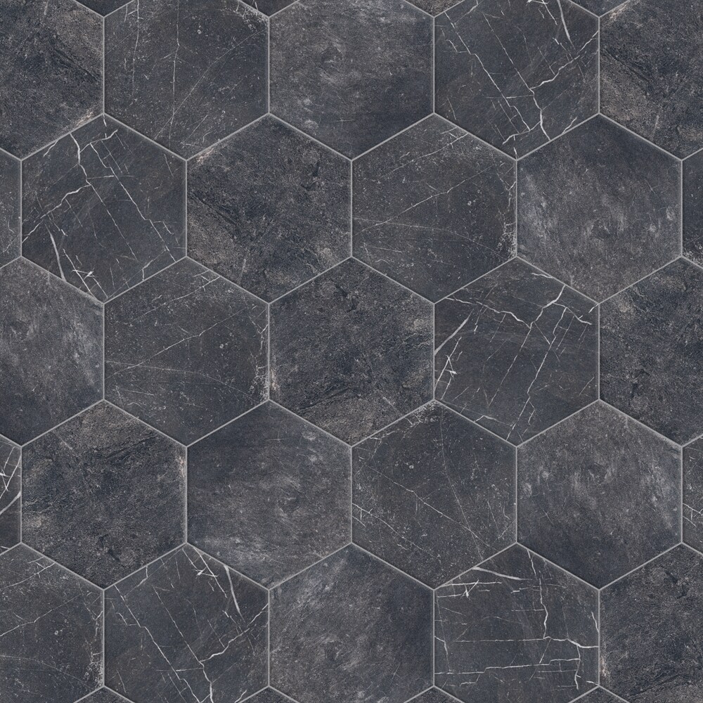 Affinity Tile (Sample) Mazzo Hex Black 9-in x 10-in Matte Porcelain ...