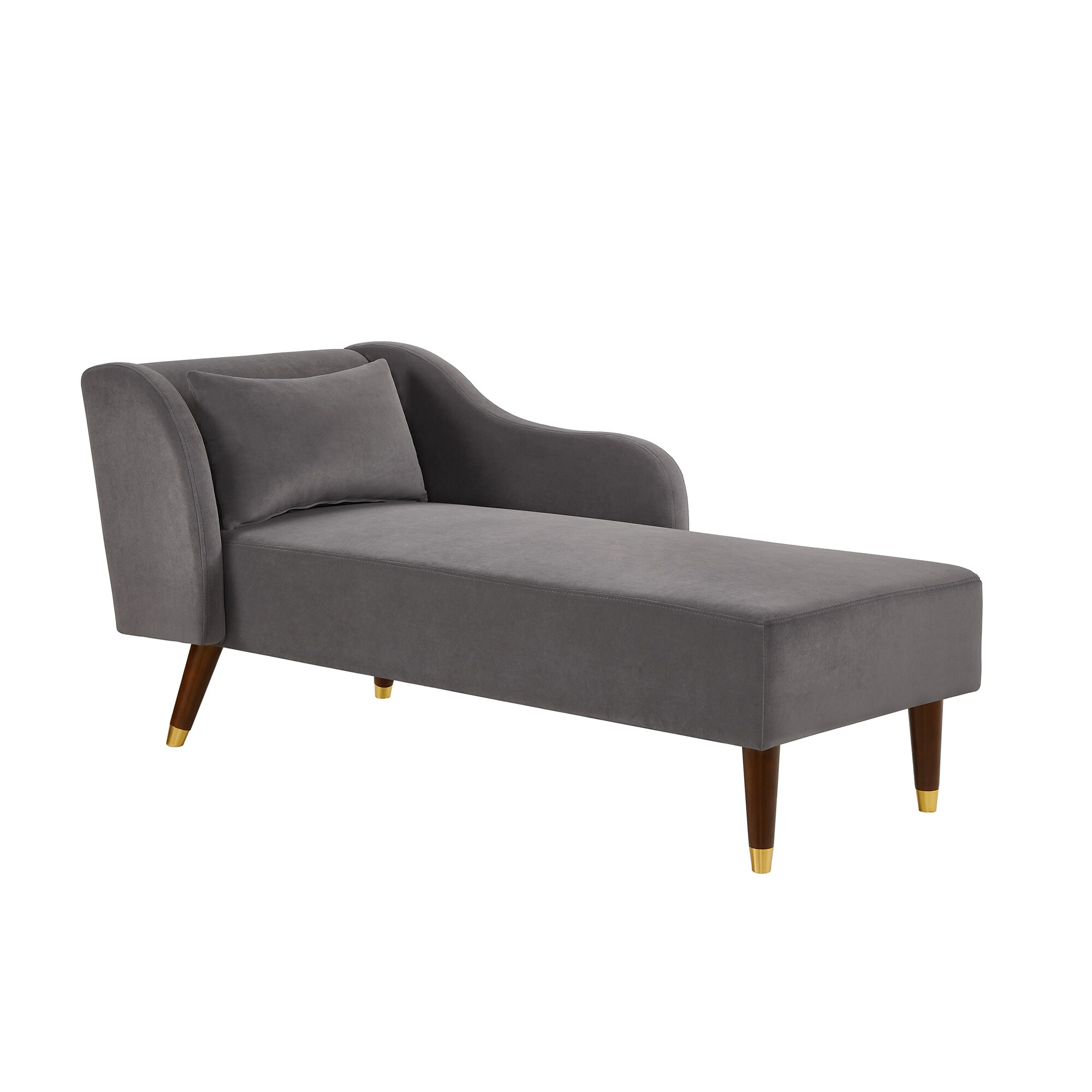 Bybafun YA3700312 Modern Gray Velvet Chaise Lounge