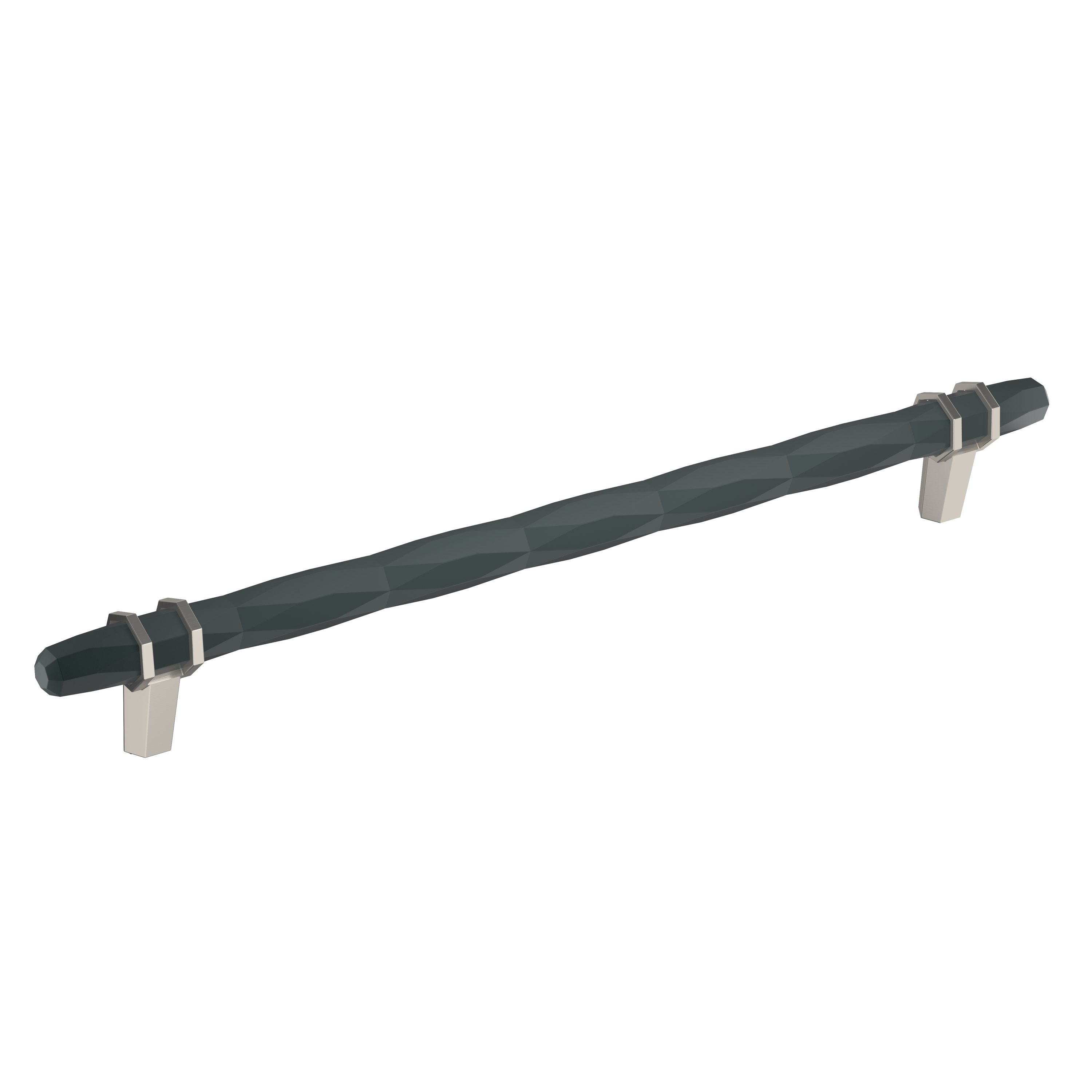 Modern Black Bronze and Satin Nickel 10-1/16 inch Cabinet Pull Bar
