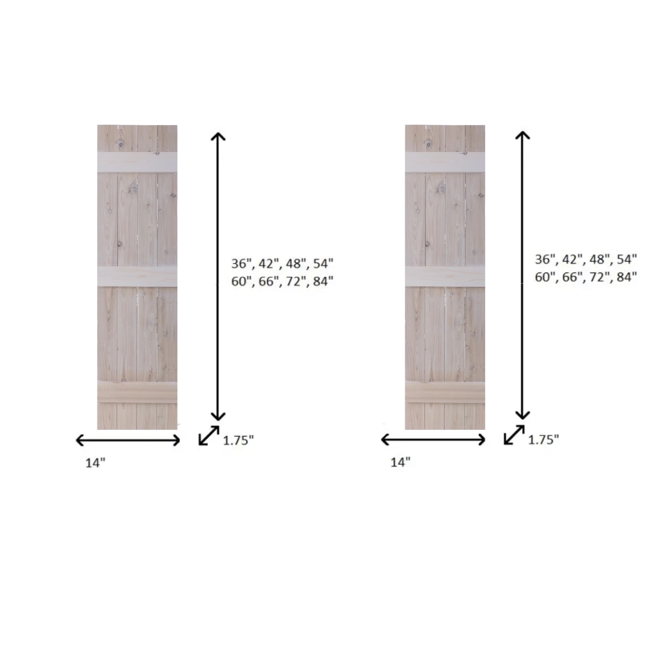 Whitewash Cedar 72" Board and Batten Shutters Set