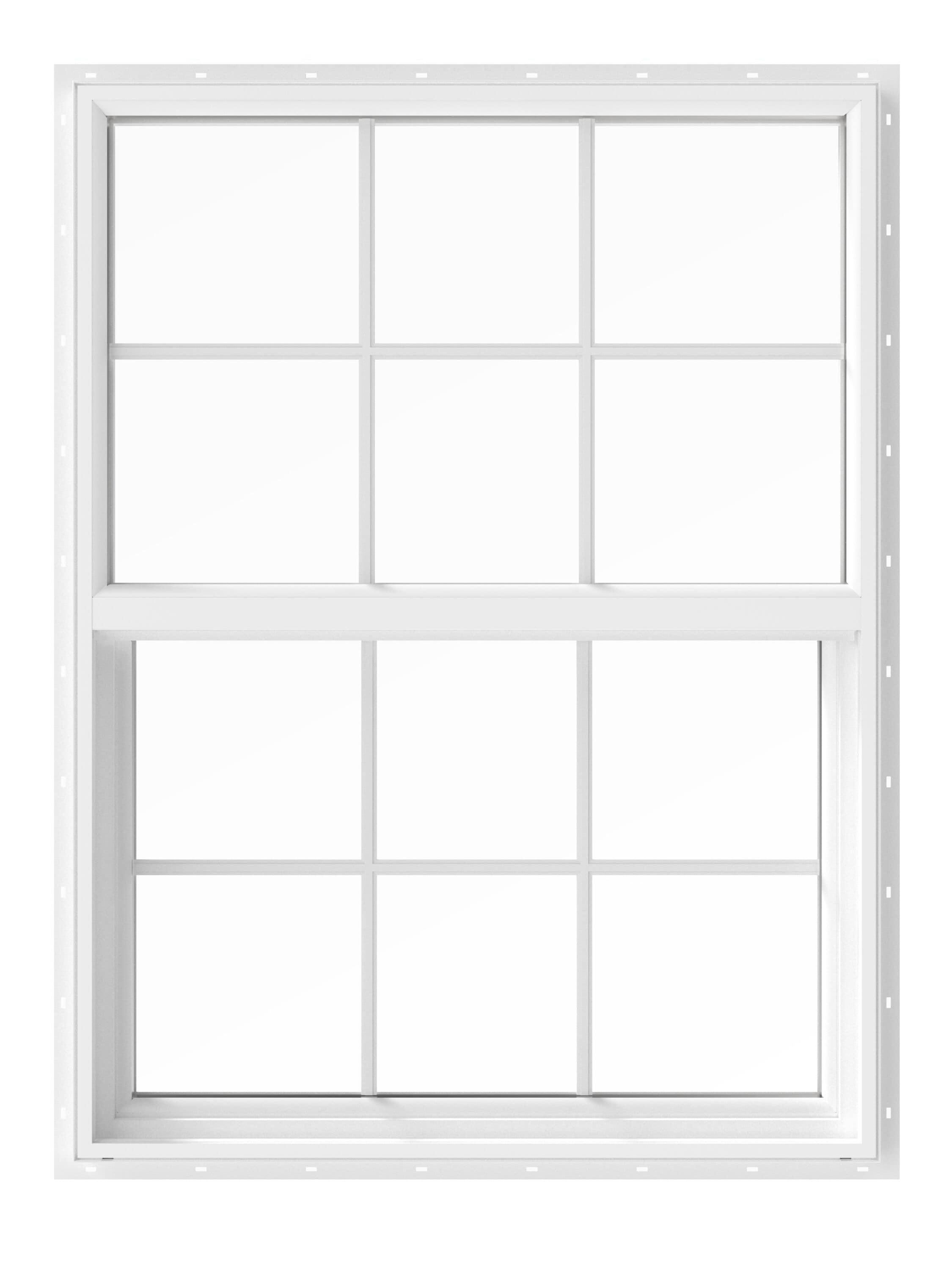 Pella 150 Series New Construction 23.5-in x 35.5-in x 2.6875-in Jamb White Vinyl Low-e Argon Single Hung Window with Grids Half Screen Included -  1000011002