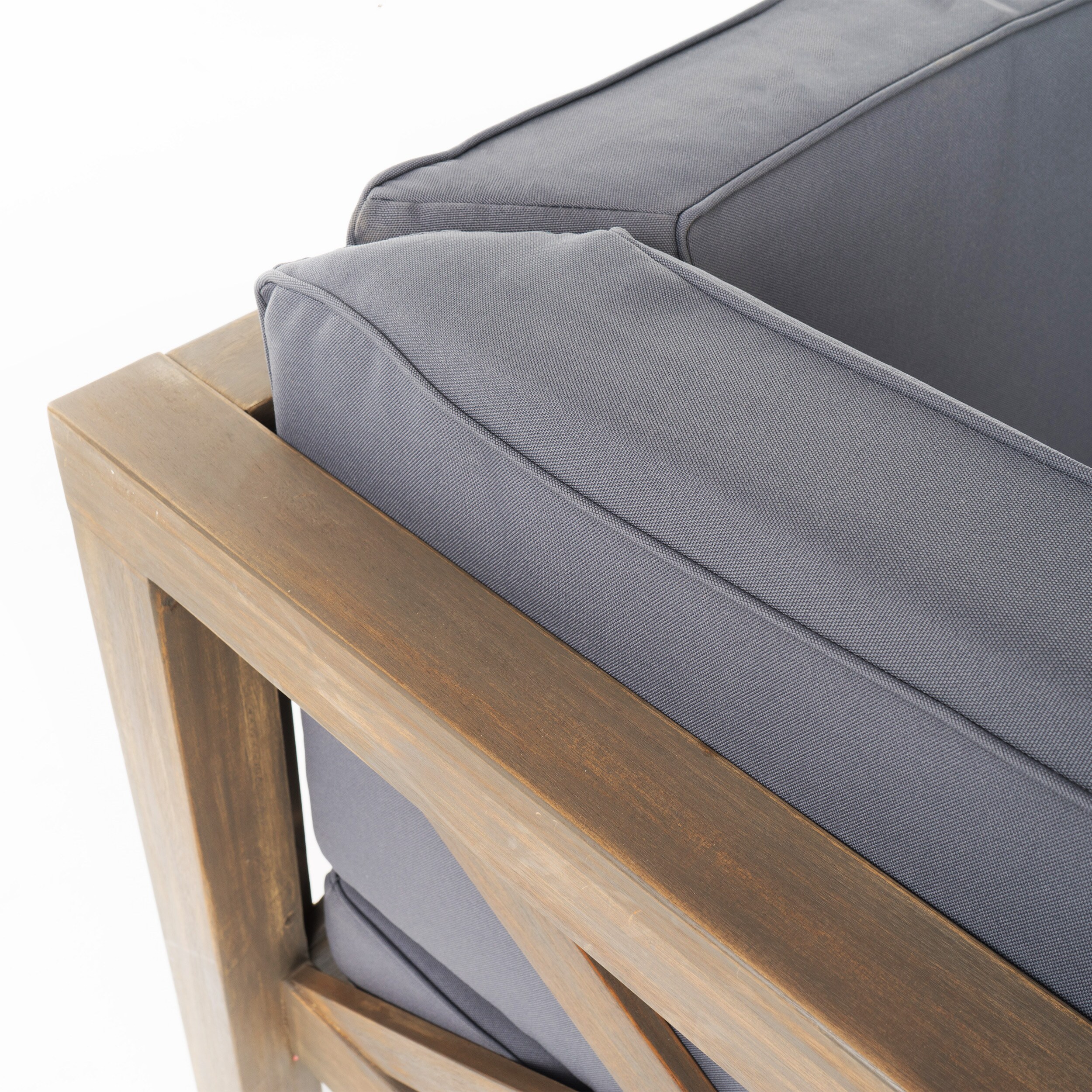Brava 5-Person Dark Gray Acacia Wood Patio Sectional Set