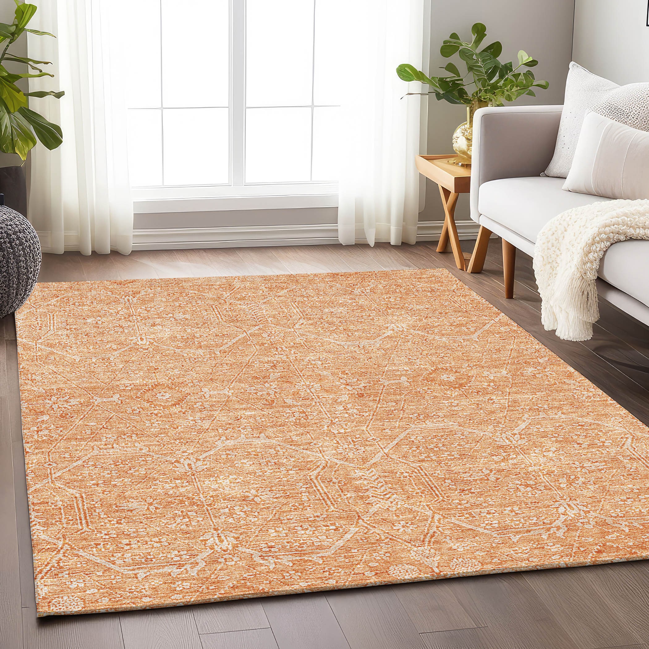 Addison Rugs ACN1224SM10X14 Chantille ACN1224SM 10 x 14 (ft) Polyester Salmon Rectangular Indoor/Outdoor Geometric Machine washable Area rug