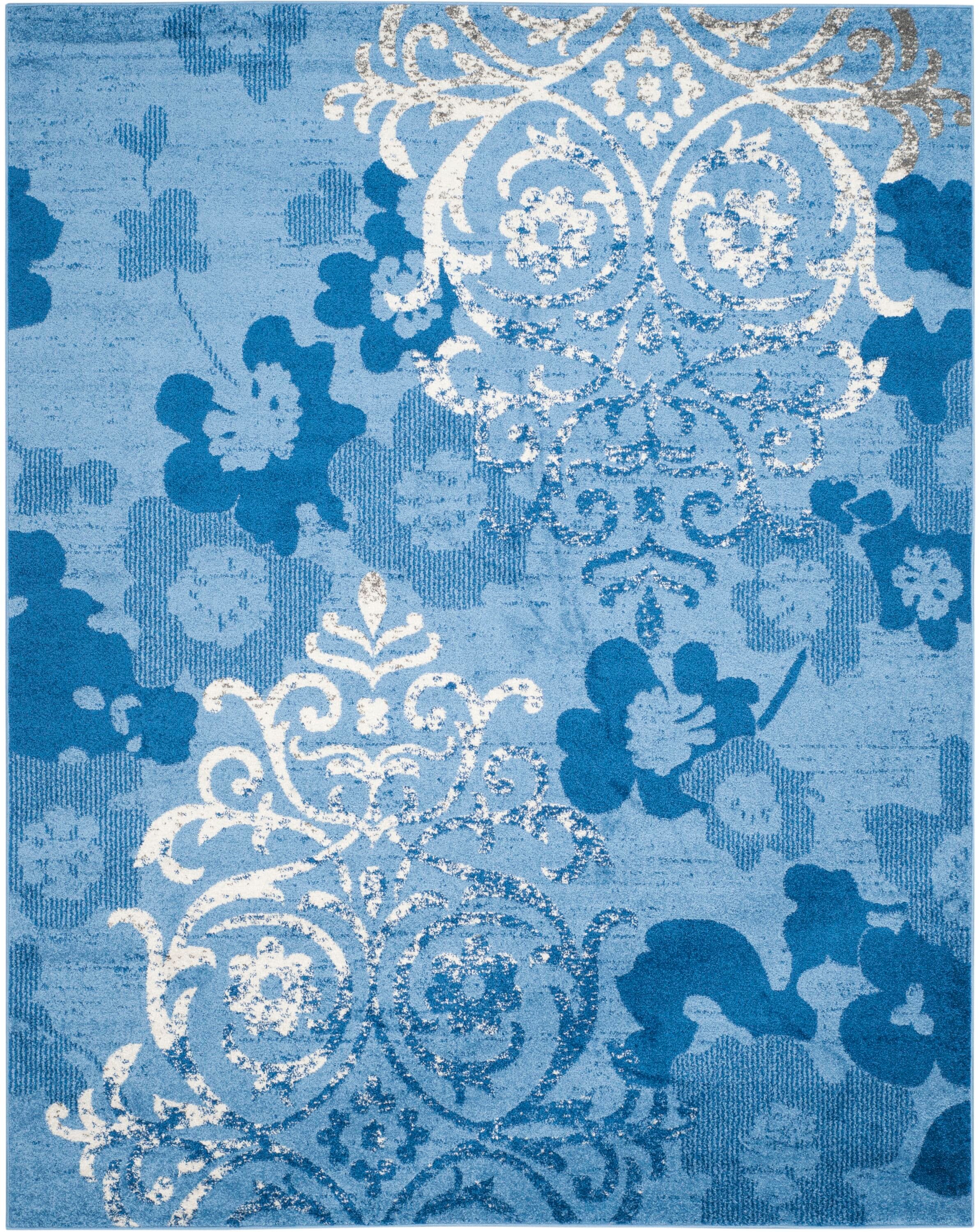 Safavieh ADR114F-8 Adirondack Serene 8 x 10 (ft) Loomed Polypropylene Light Blue/Dark Blue Rectangular Indoor Damask Coastal Area rug